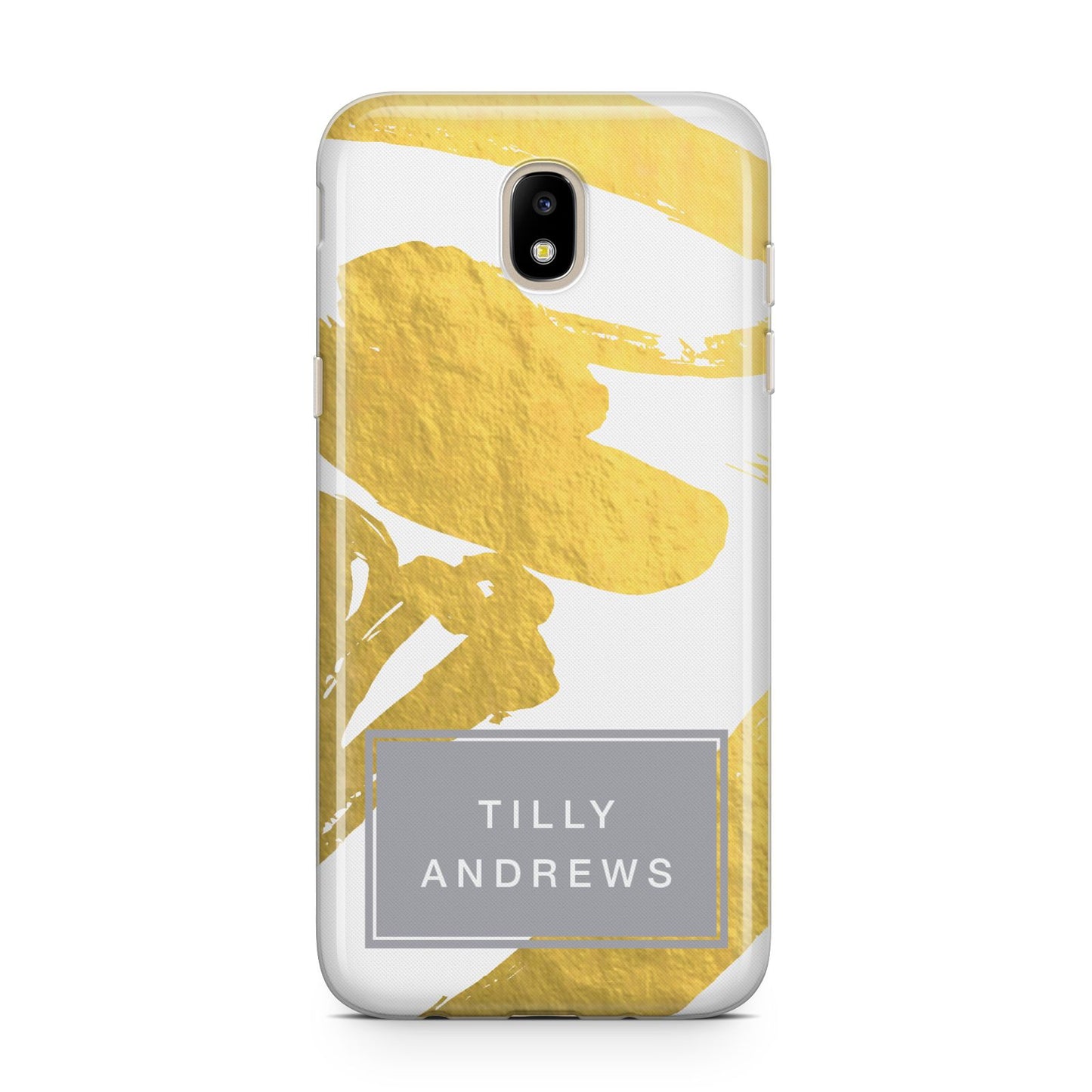 Personalised Gold Leaf White With Name Samsung J5 2017 Case