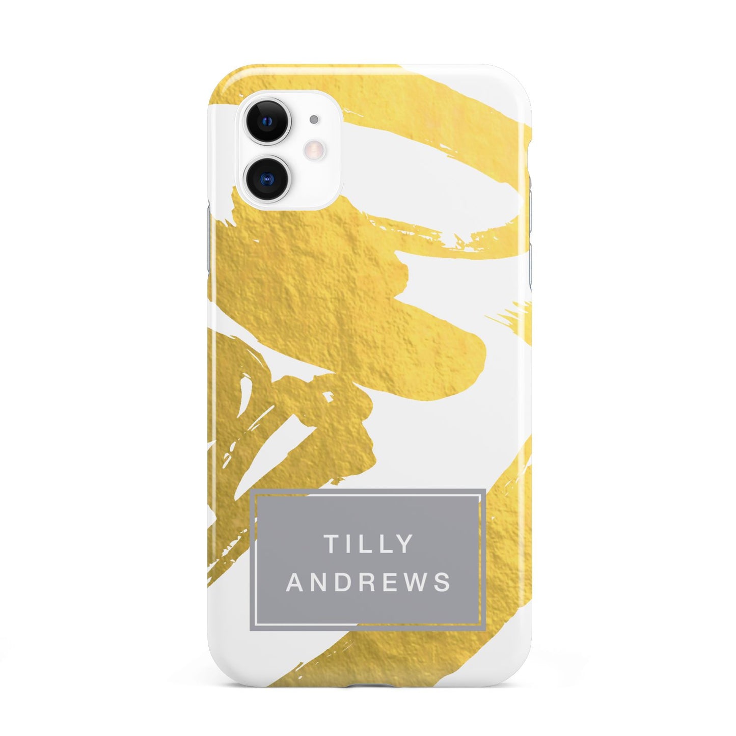 Personalised Gold Leaf White With Name iPhone 11 3D Tough Case