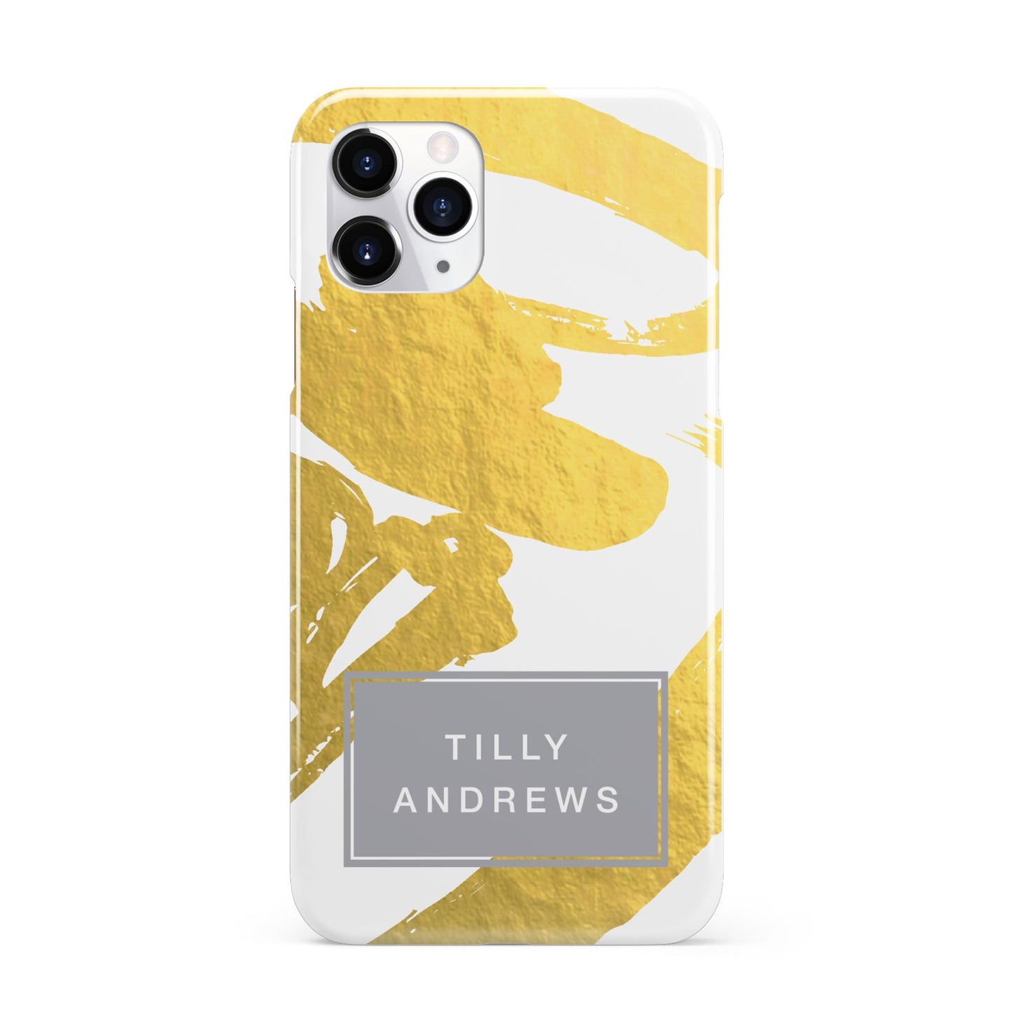 Personalised Gold Leaf White With Name iPhone 11 Pro 3D Snap Case