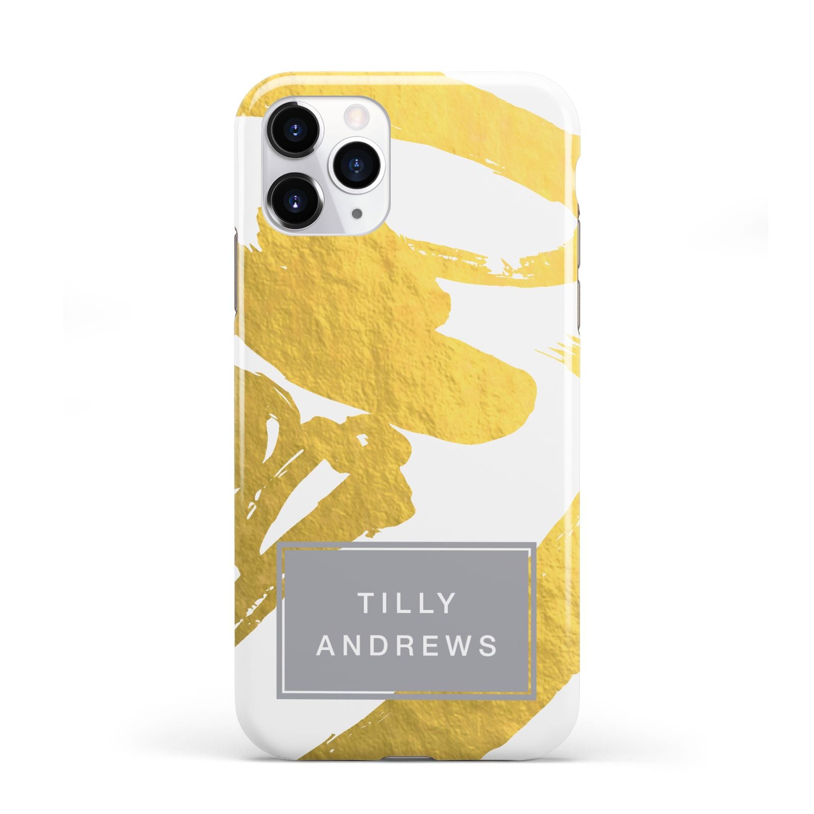 Personalised Gold Leaf White With Name iPhone 11 Pro 3D Tough Case