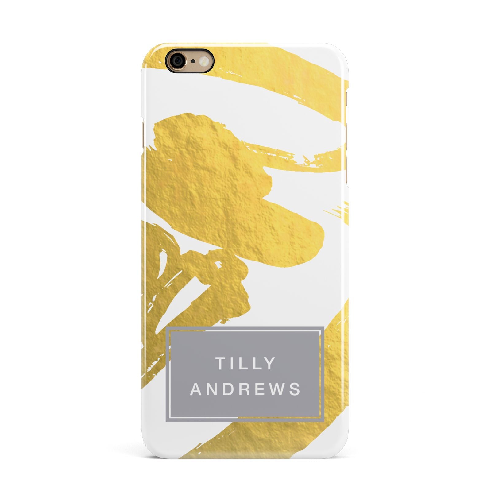 Personalised Gold Leaf White With Name iPhone 6 Plus 3D Snap Case on Gold Phone