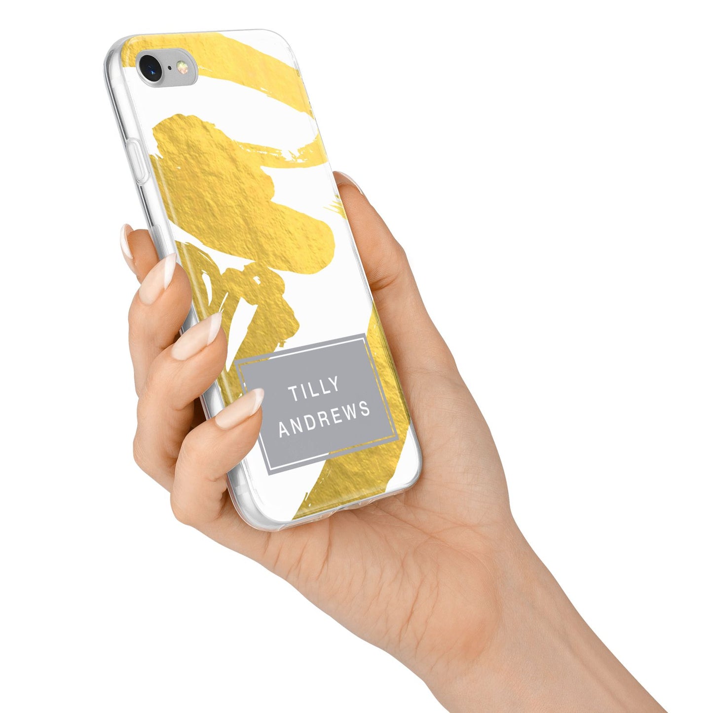 Personalised Gold Leaf White With Name iPhone 7 Bumper Case on Silver iPhone Alternative Image