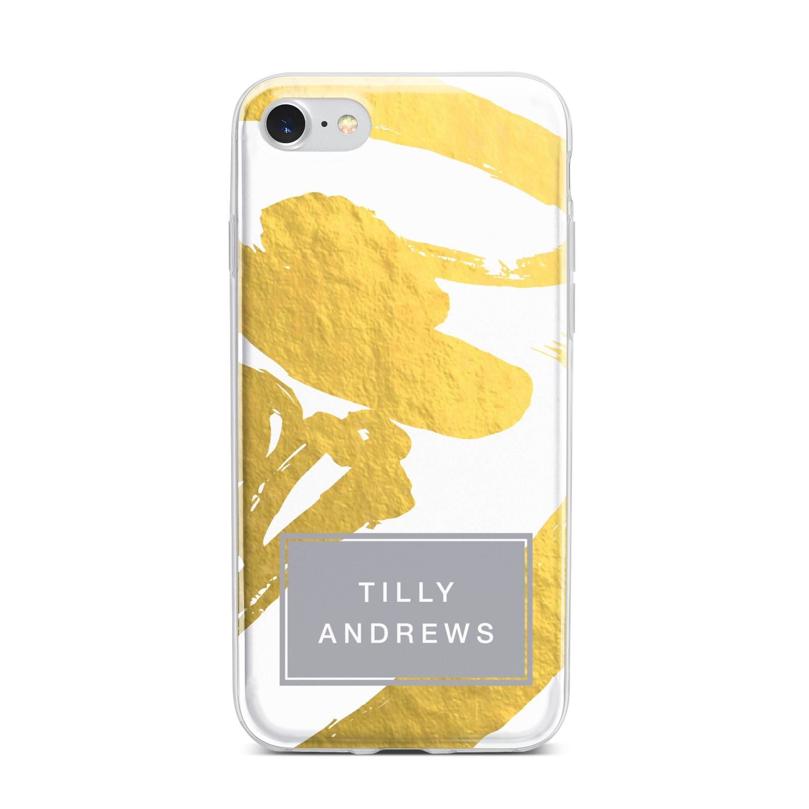 Personalised Gold Leaf White With Name iPhone 7 Bumper Case on Silver iPhone