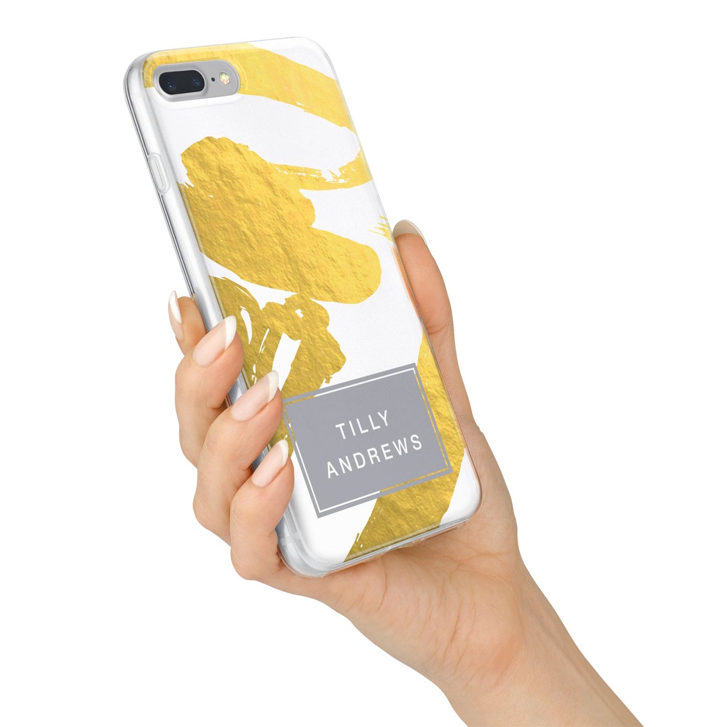 Personalised Gold Leaf White With Name iPhone 7 Plus Bumper Case on Silver iPhone Alternative Image