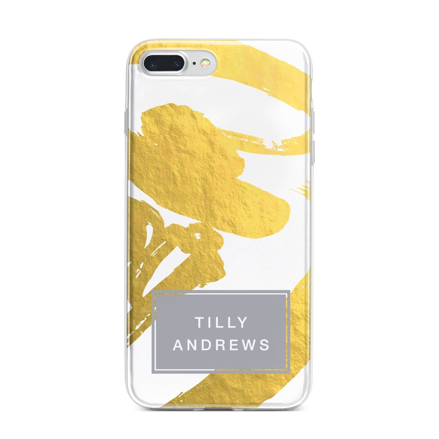 Personalised Gold Leaf White With Name iPhone 7 Plus Bumper Case on Silver iPhone