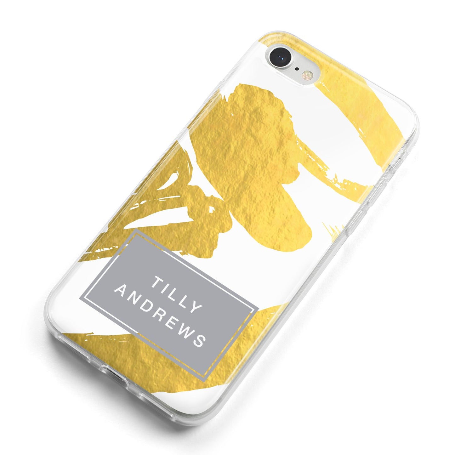 Personalised Gold Leaf White With Name iPhone 8 Bumper Case on Silver iPhone Alternative Image