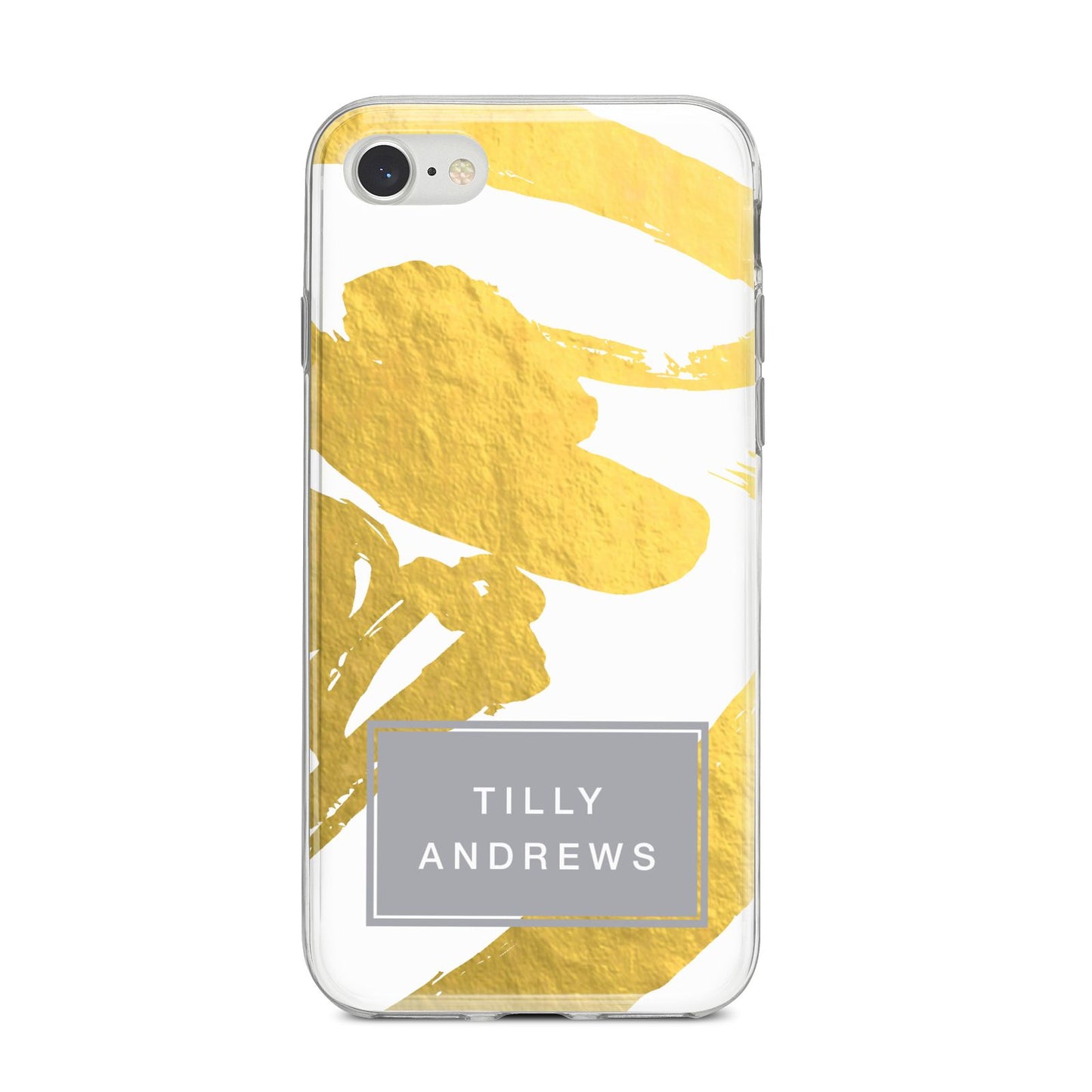 Personalised Gold Leaf White With Name iPhone 8 Bumper Case on Silver iPhone