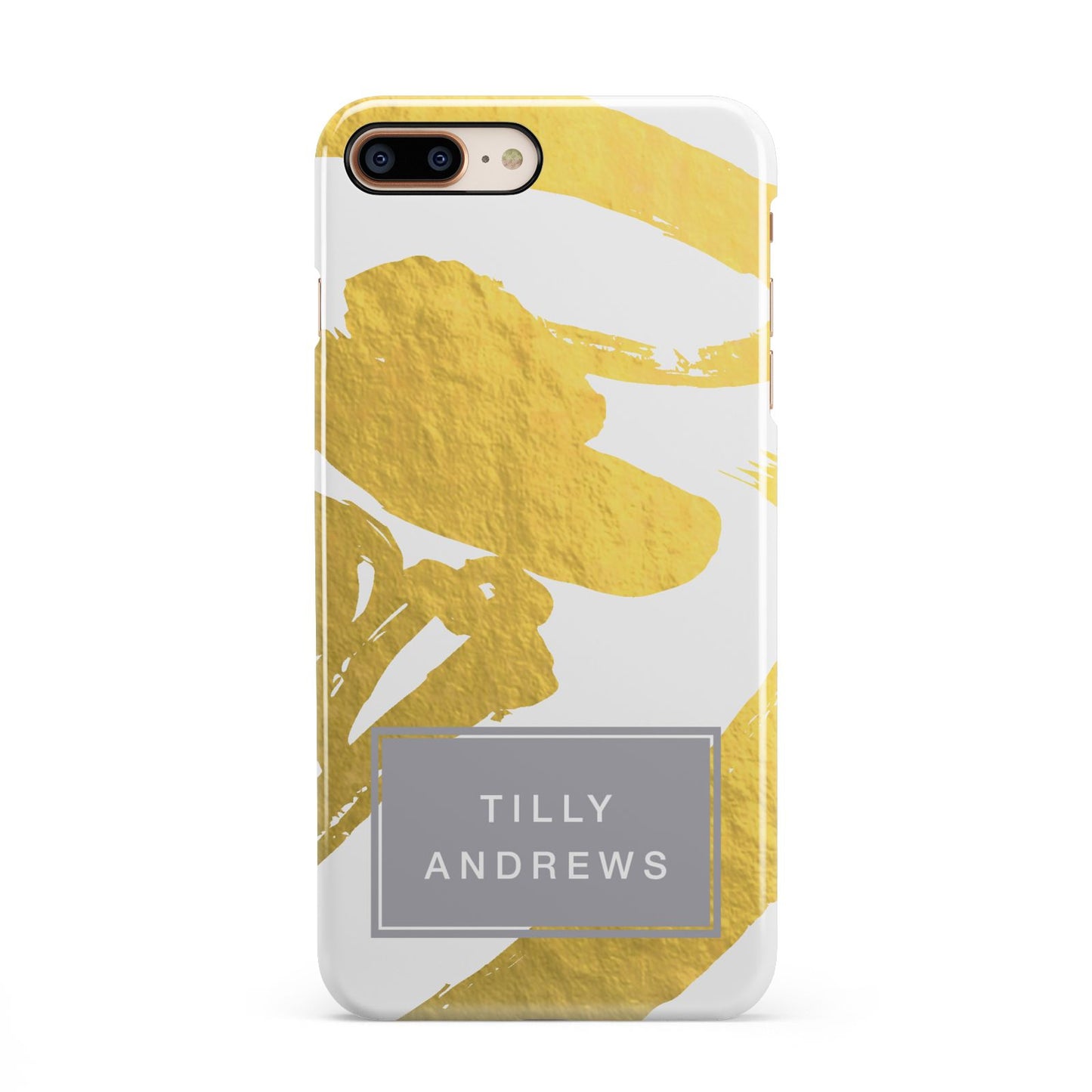 Personalised Gold Leaf White With Name iPhone 8 Plus 3D Snap Case on Gold Phone