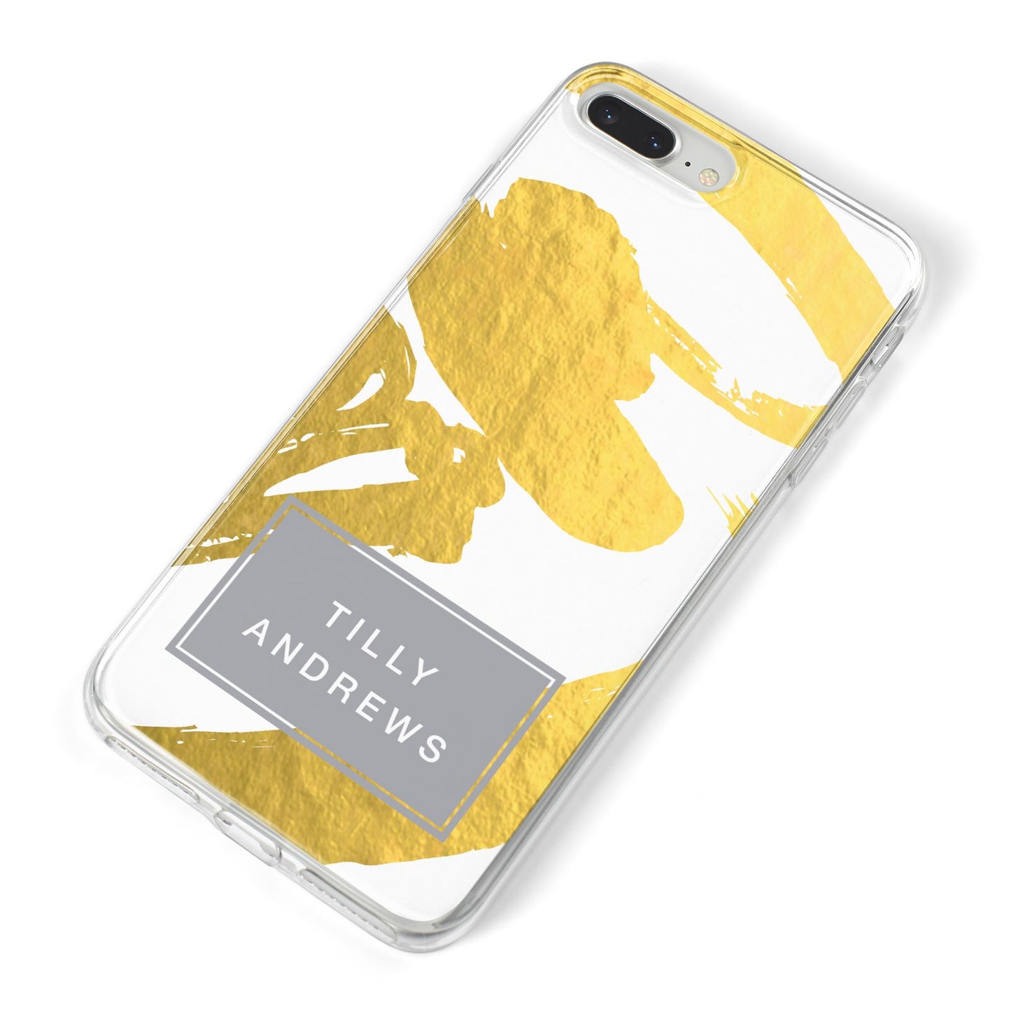 Personalised Gold Leaf White With Name iPhone 8 Plus Bumper Case on Silver iPhone Alternative Image