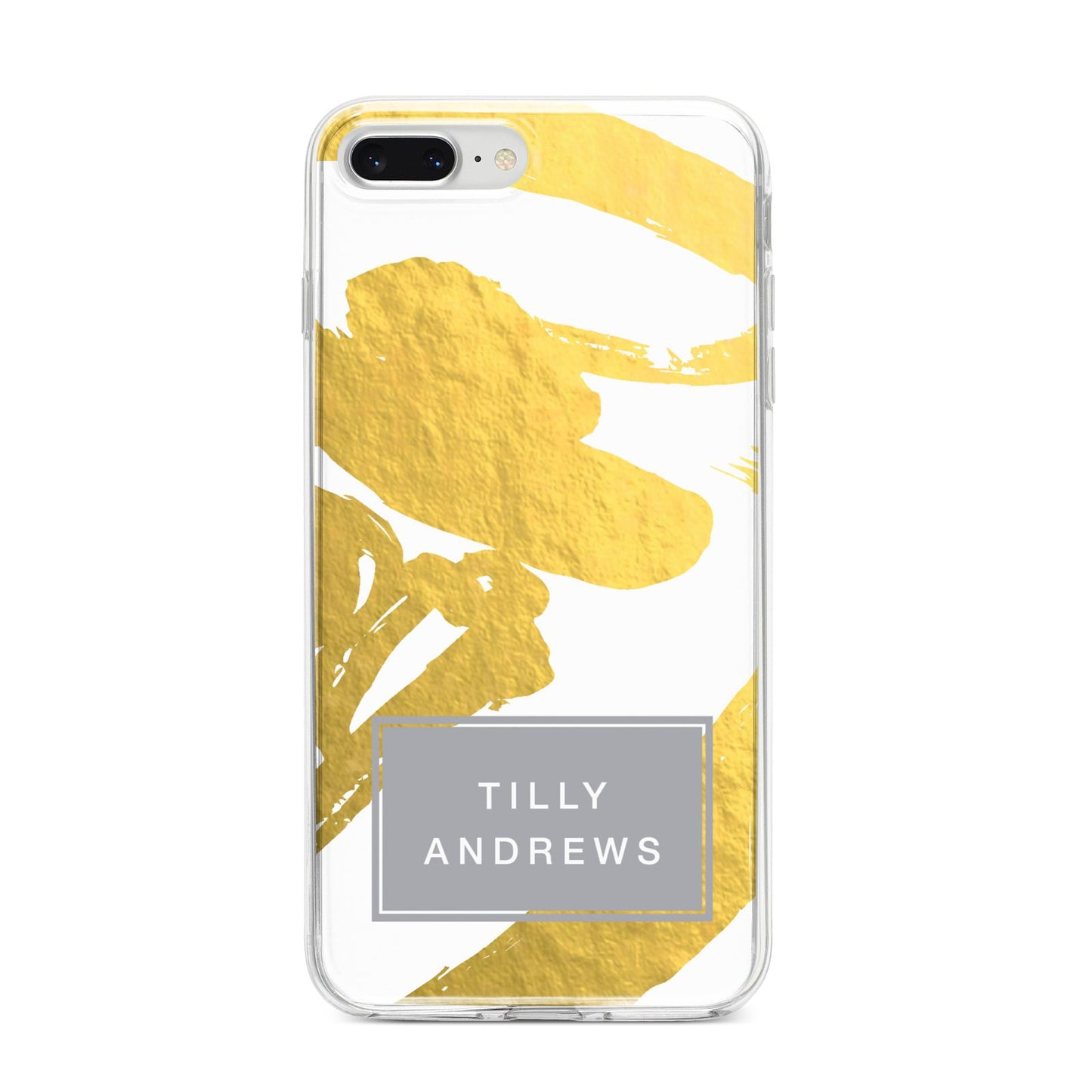 Personalised Gold Leaf White With Name iPhone 8 Plus Bumper Case on Silver iPhone