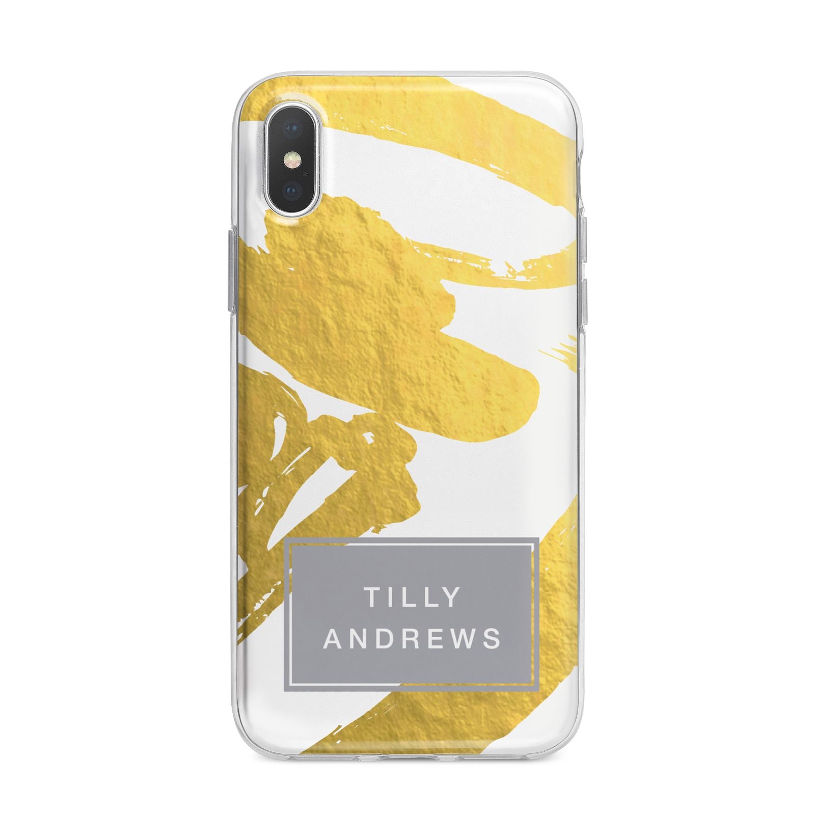 Personalised Gold Leaf White With Name iPhone X Bumper Case on Silver iPhone Alternative Image 1