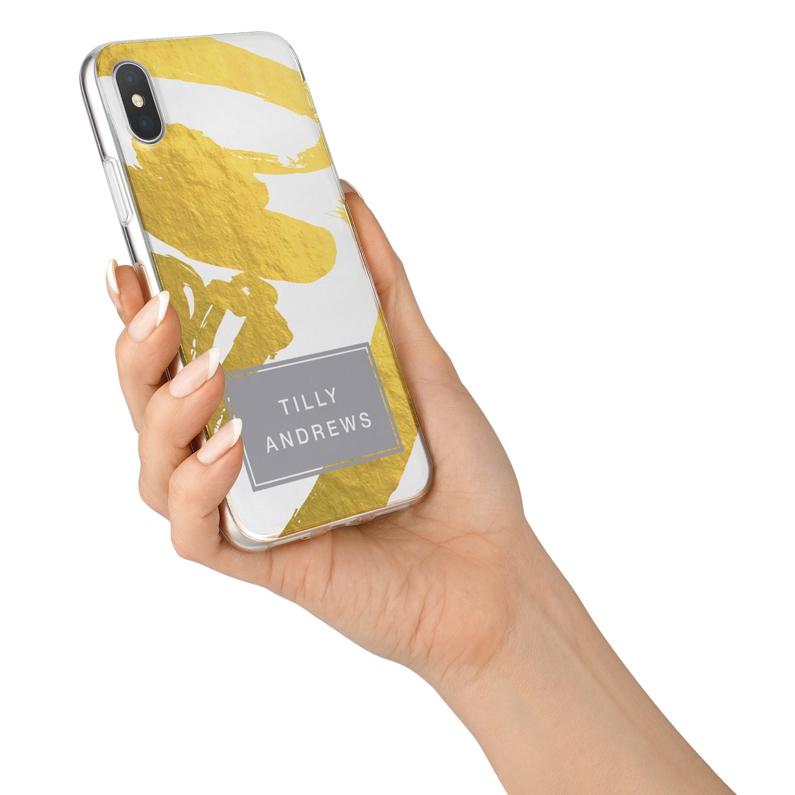 Personalised Gold Leaf White With Name iPhone X Bumper Case on Silver iPhone Alternative Image 2