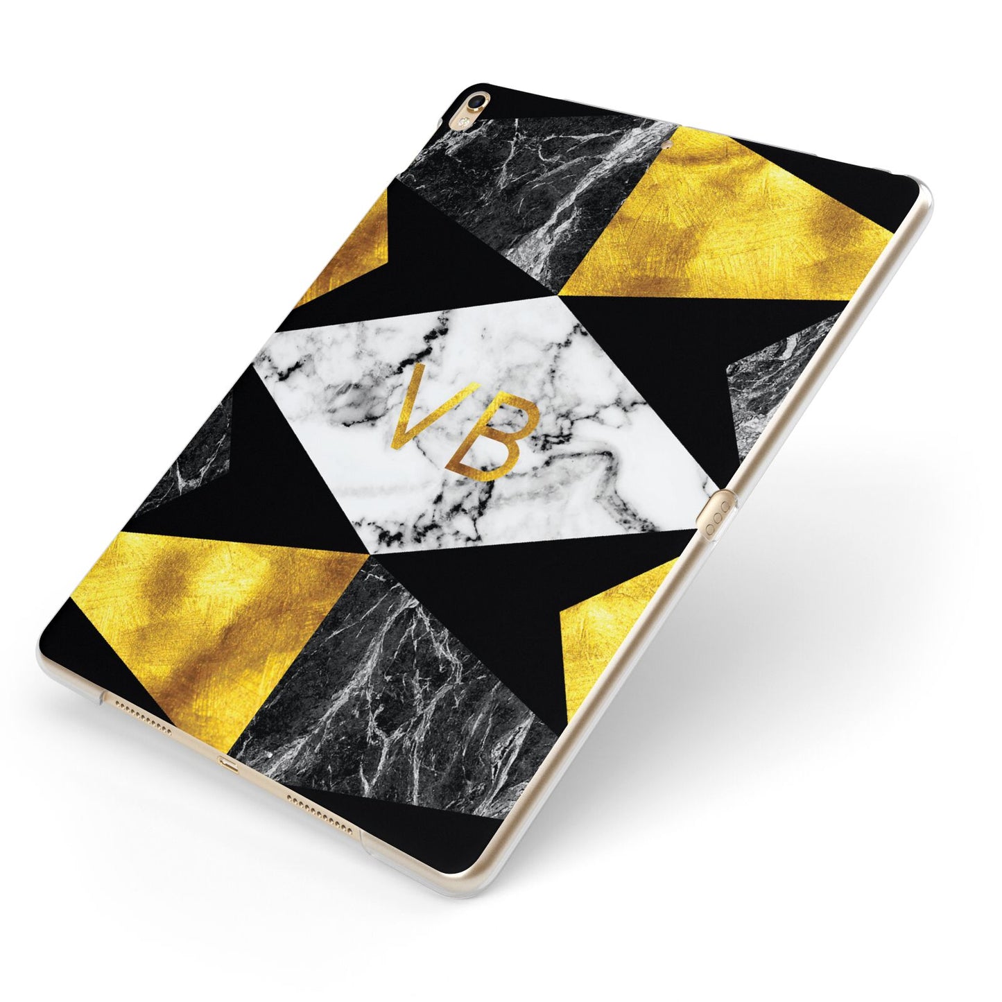 Personalised Gold Marble Initials Apple iPad Case on Gold iPad Side View