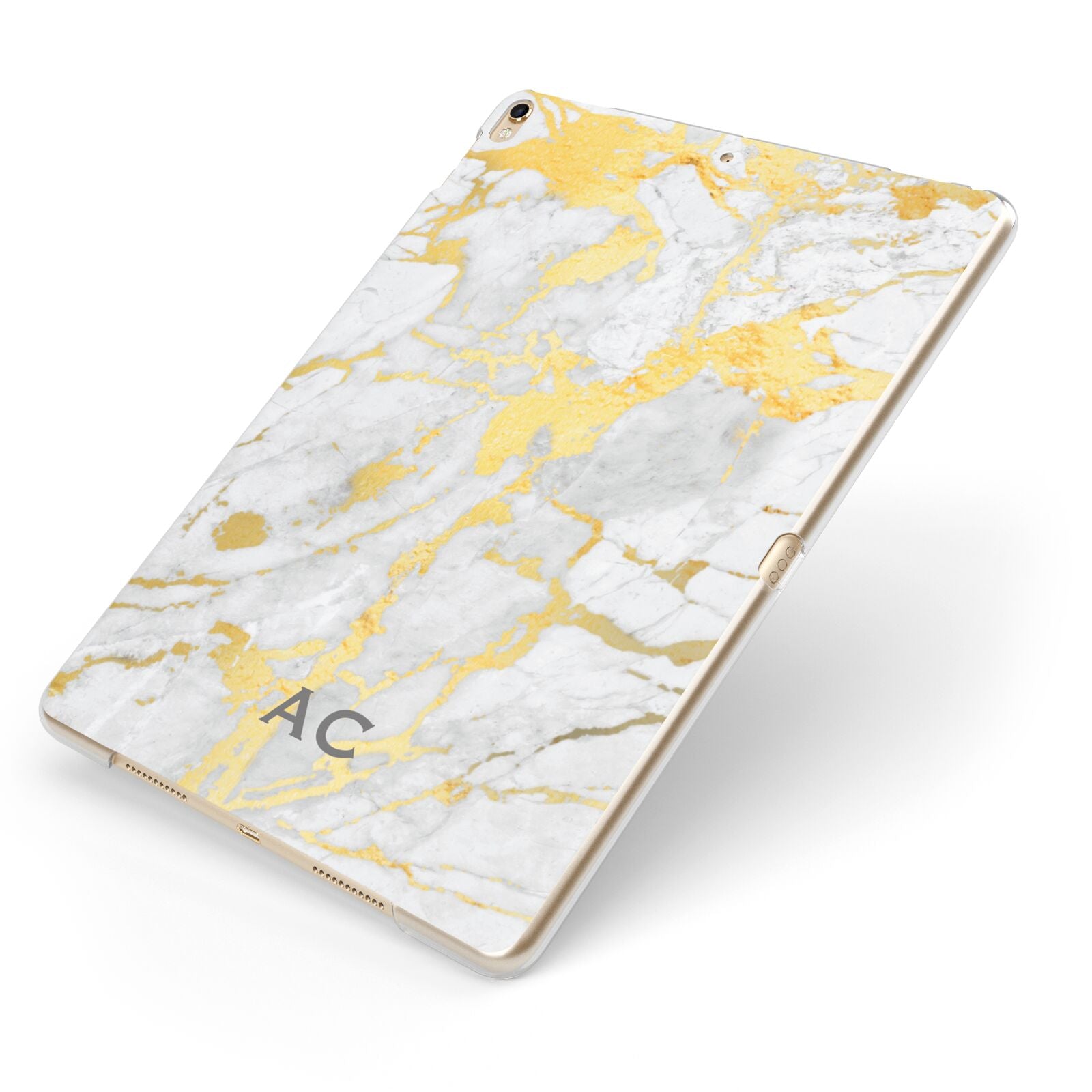 Personalised Gold Marble Initials Apple iPad Case on Gold iPad Side View