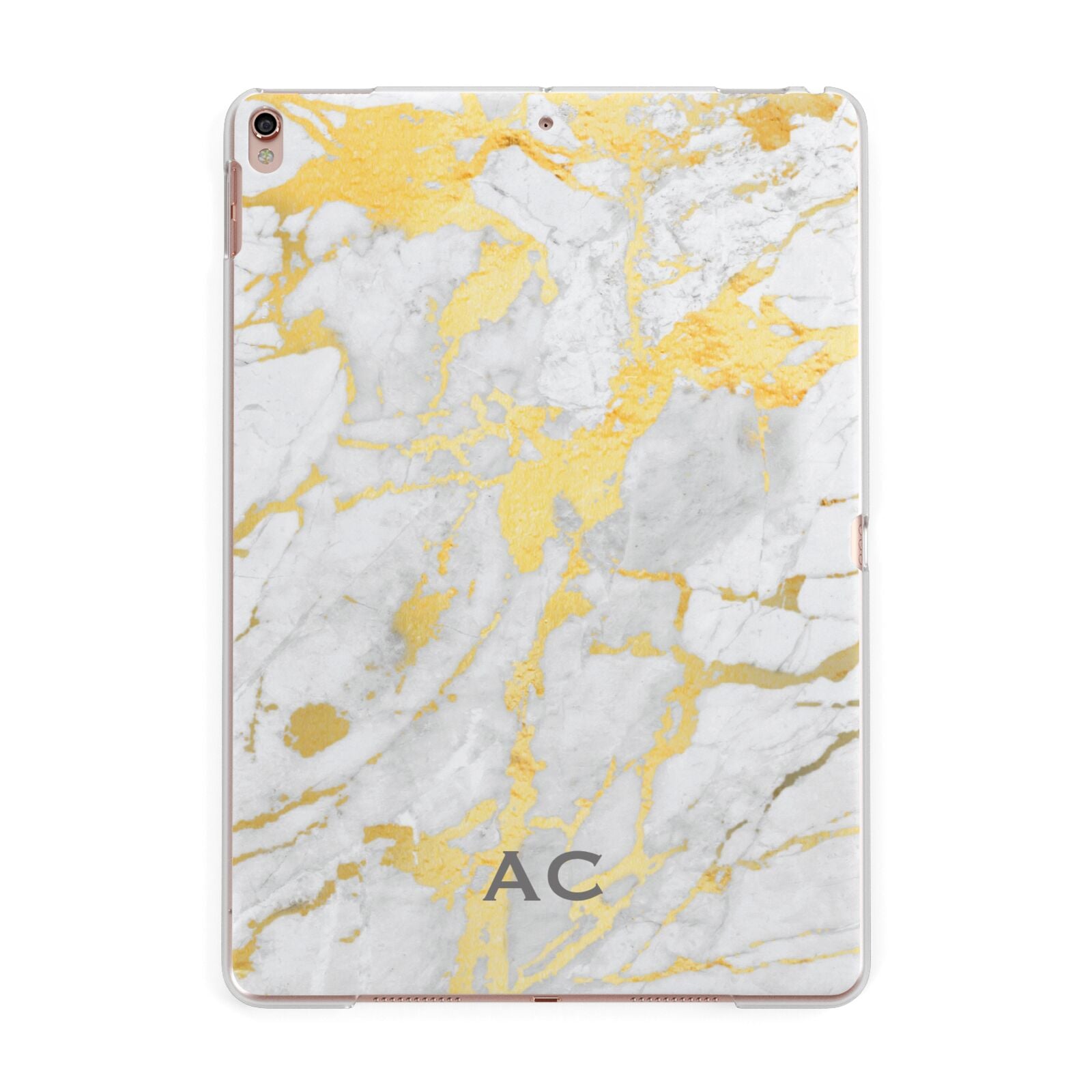 Personalised Gold Marble Initials Apple iPad Rose Gold Case