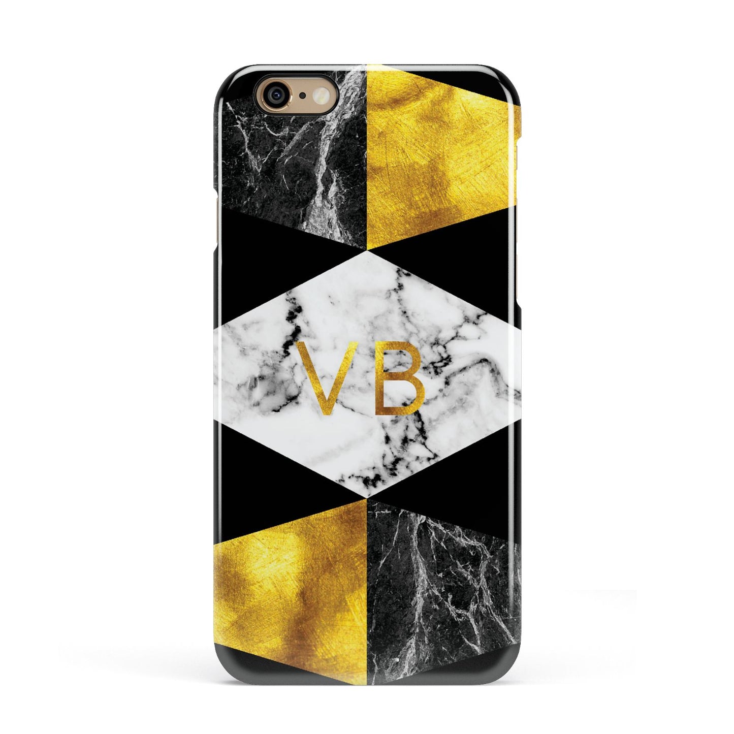 Personalised Gold Marble Initials Apple iPhone 6 3D Snap Case