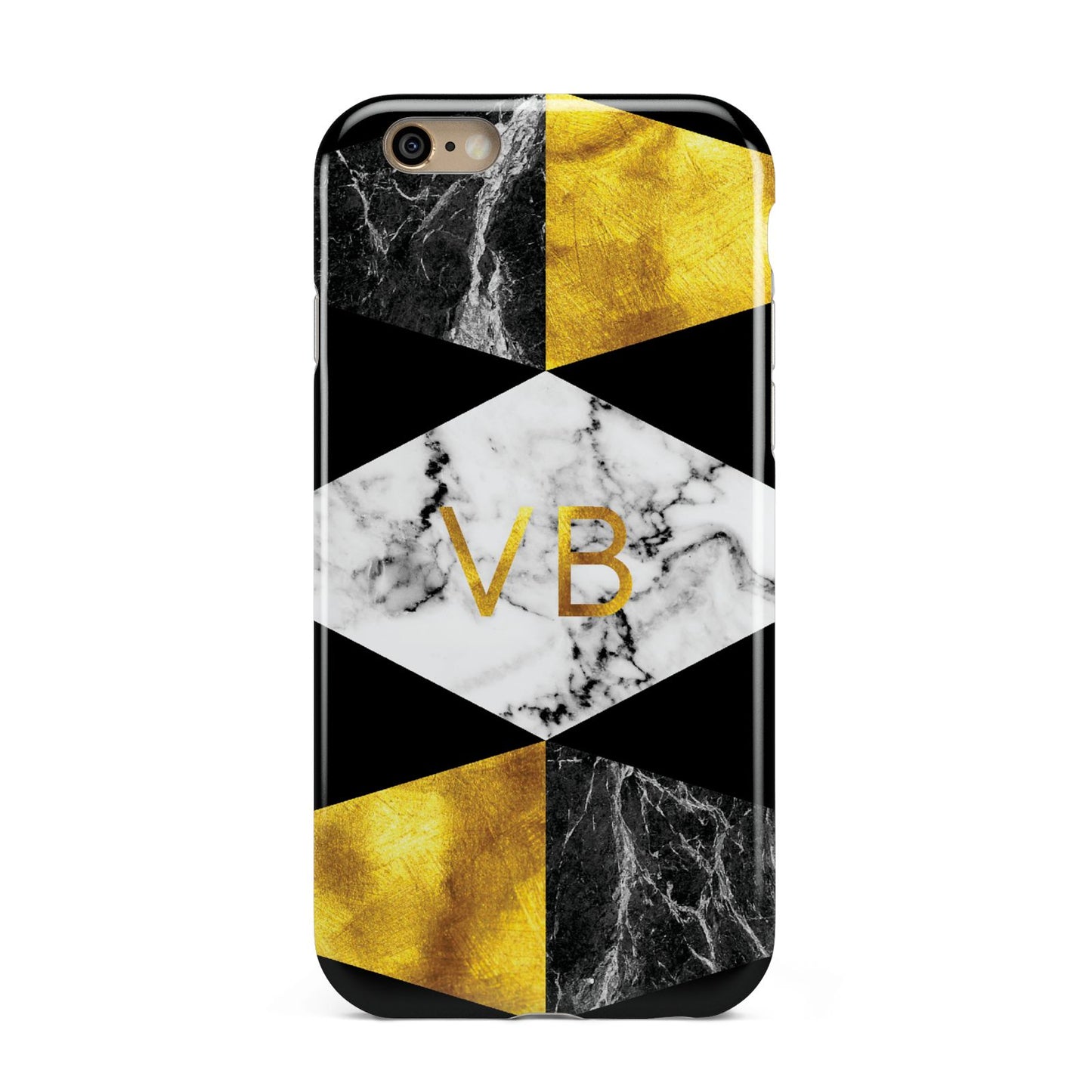 Personalised Gold Marble Initials Apple iPhone 6 3D Tough Case