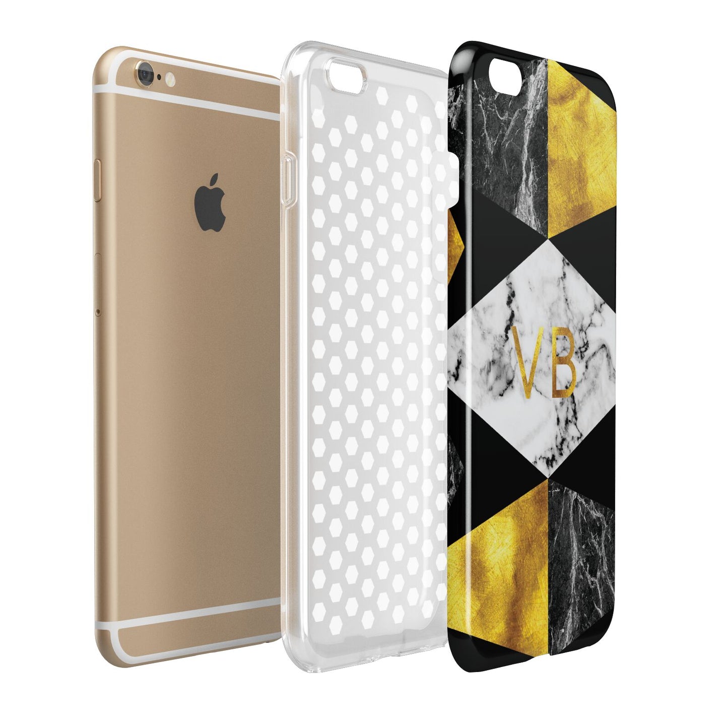 Personalised Gold Marble Initials Apple iPhone 6 Plus 3D Tough Case Expand Detail Image