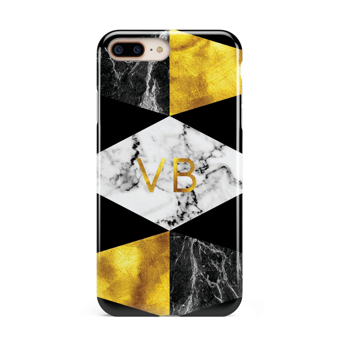 Personalised Gold Marble Initials Apple iPhone 7 8 Plus 3D Tough Case