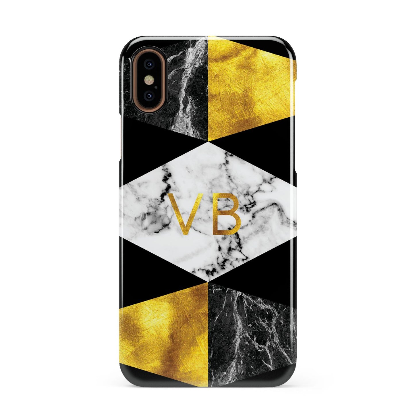 Personalised Gold Marble Initials Apple iPhone XS 3D Snap Case