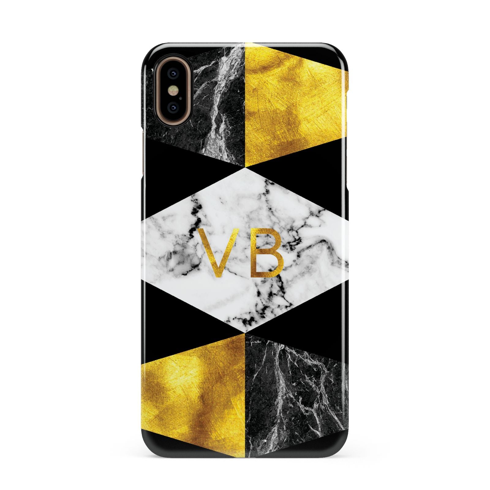 Personalised Gold Marble Initials Apple iPhone Xs Max 3D Snap Case