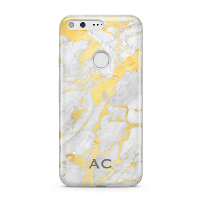 Personalised Gold Marble Initials Google Pixel Case