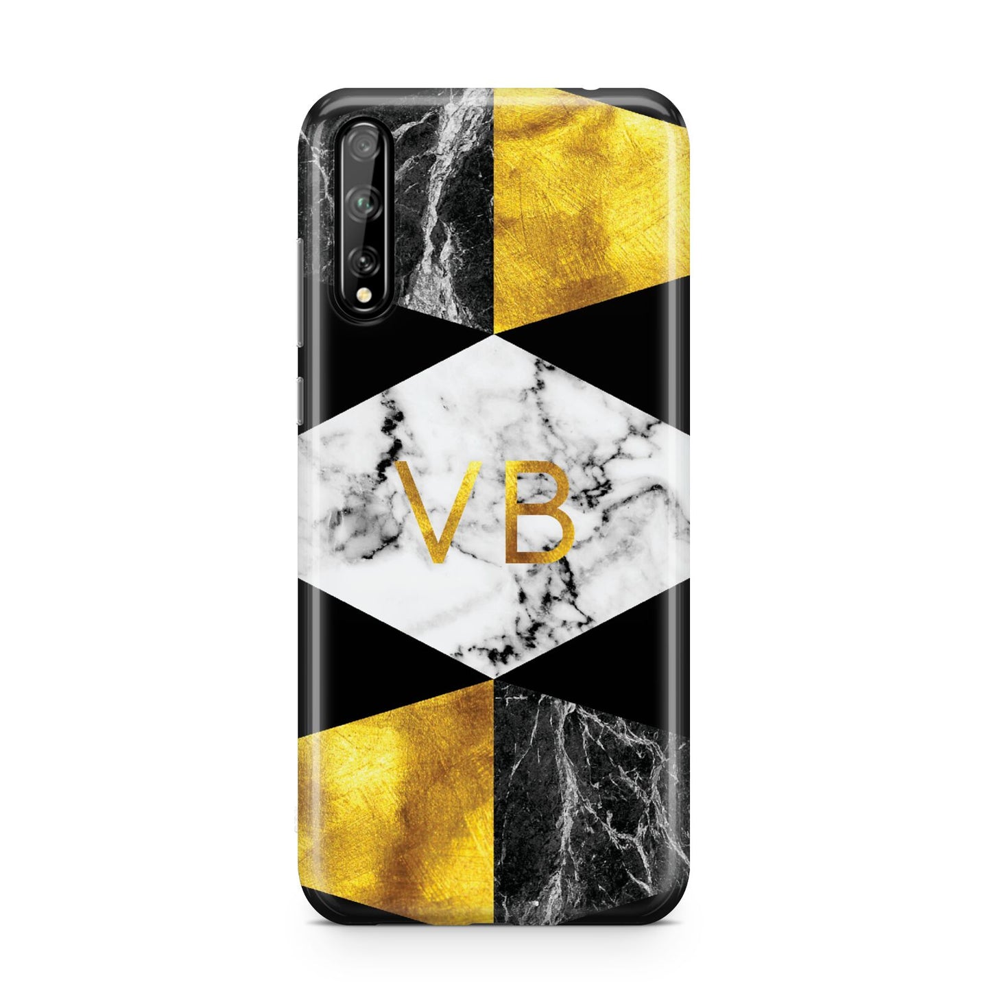 Personalised Gold Marble Initials Huawei Enjoy 10s Phone Case