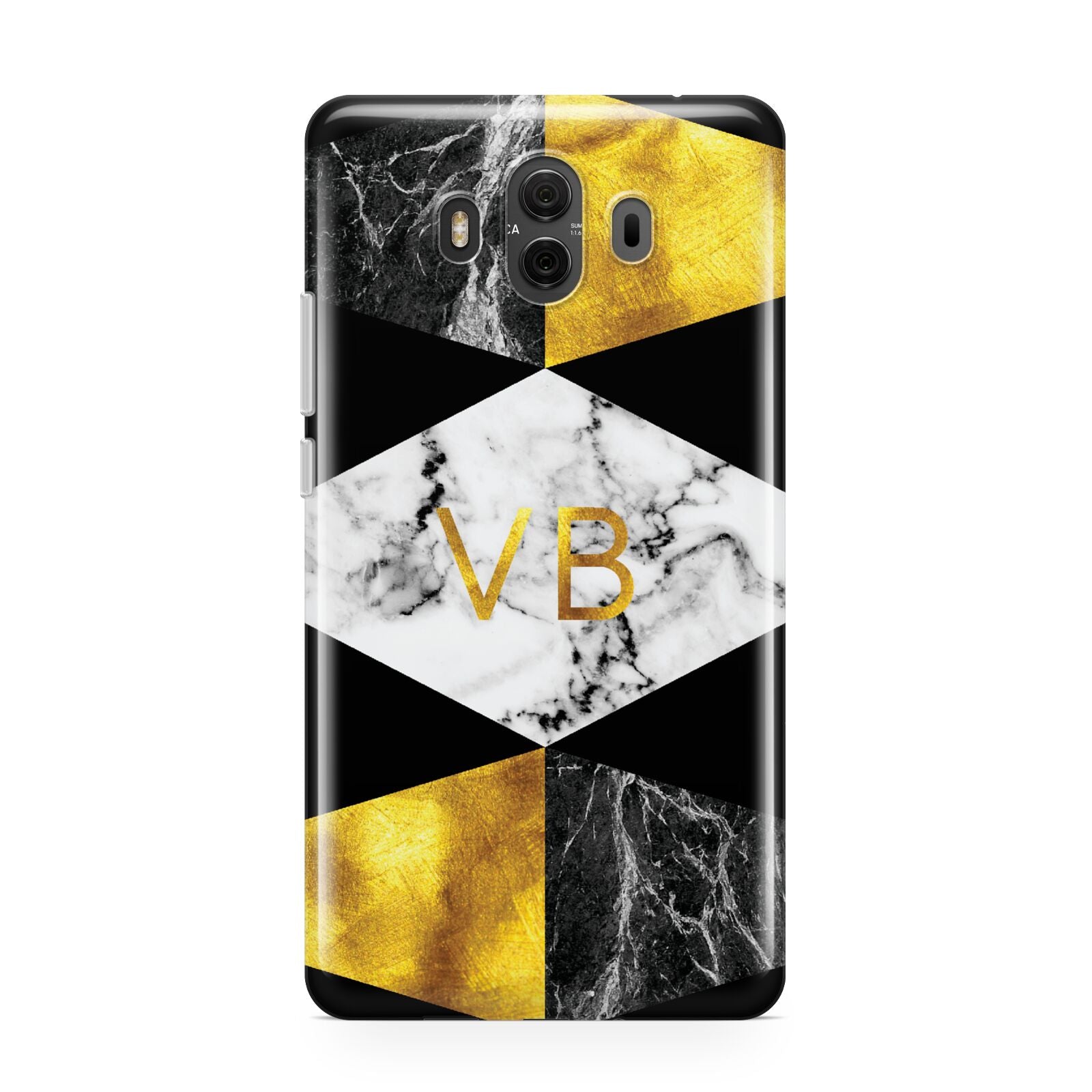 Personalised Gold Marble Initials Huawei Mate 10 Protective Phone Case