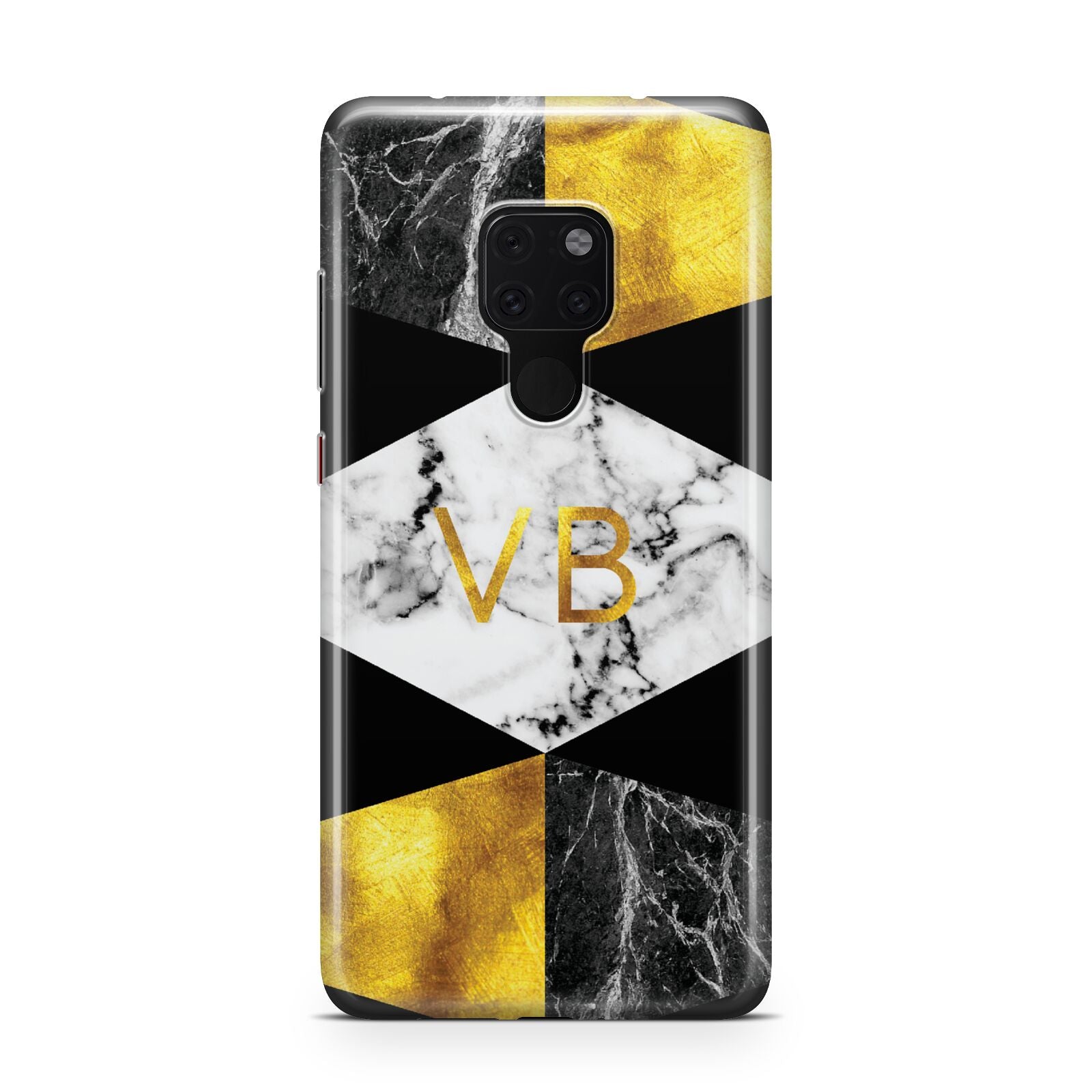 Personalised Gold Marble Initials Huawei Mate 20 Phone Case