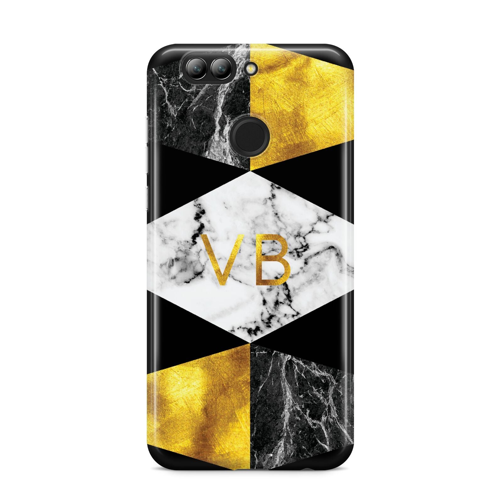 Personalised Gold Marble Initials Huawei Nova 2s Phone Case