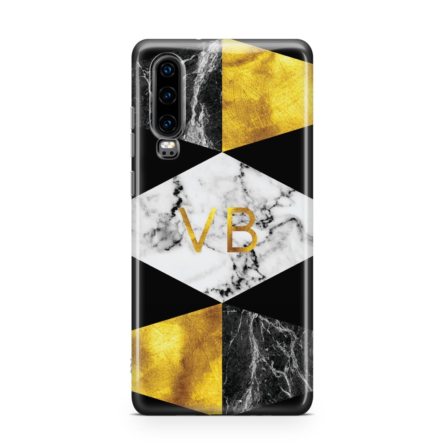 Personalised Gold Marble Initials Huawei P30 Phone Case