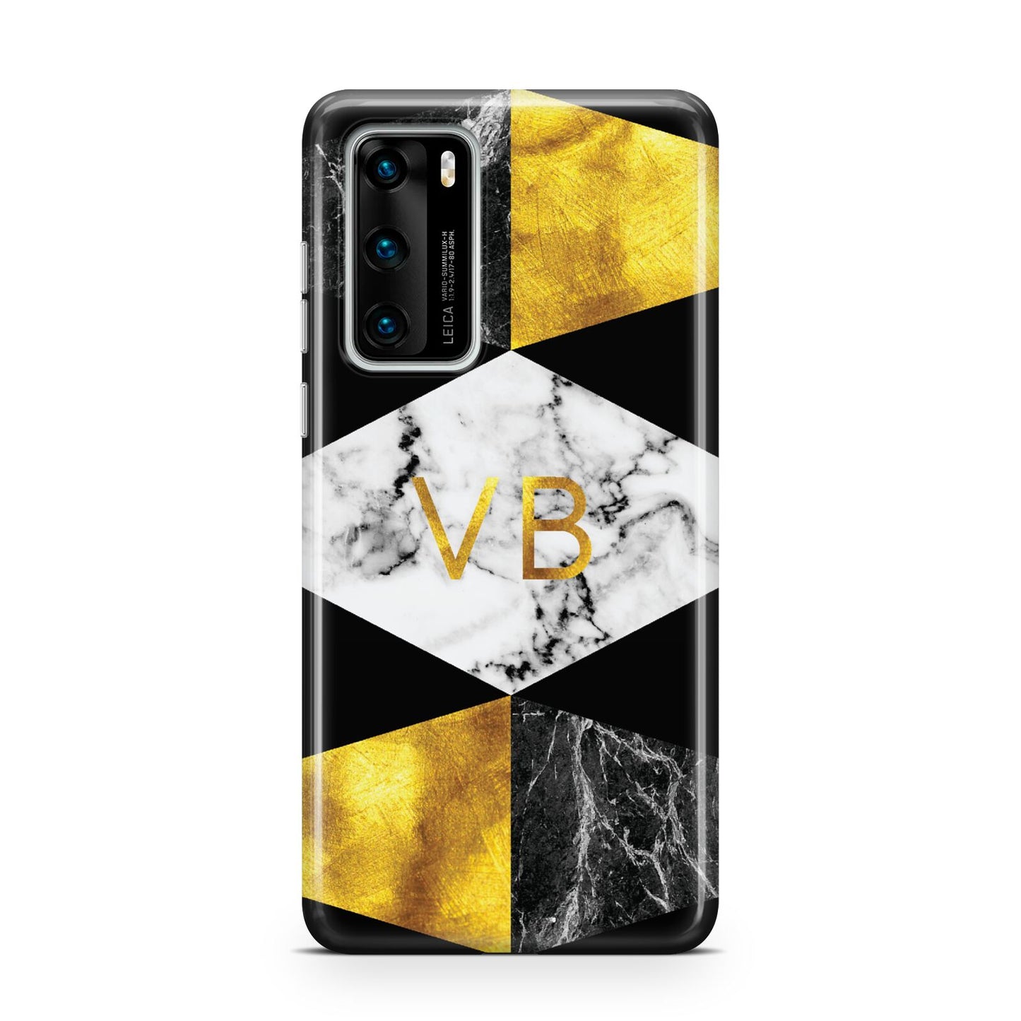 Personalised Gold Marble Initials Huawei P40 Phone Case