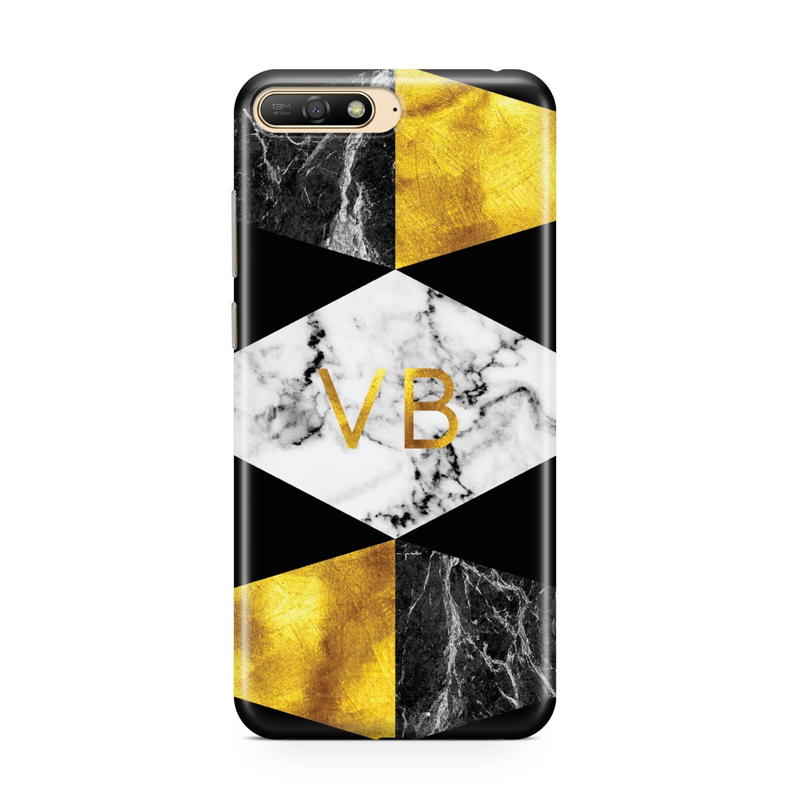Personalised Gold Marble Initials Huawei Y6 2018