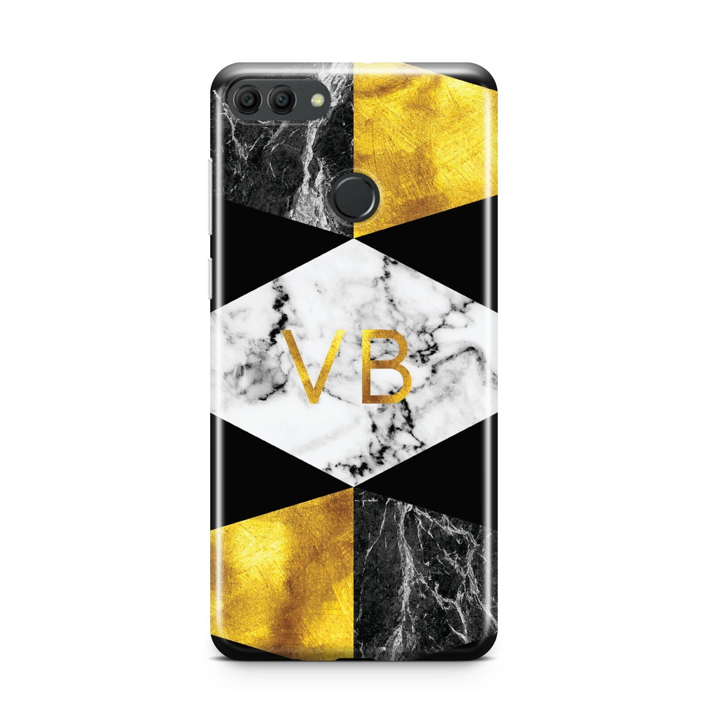 Personalised Gold Marble Initials Huawei Y9 2018