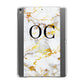 Personalised Gold Marble Initials Monogram Apple iPad Grey Case