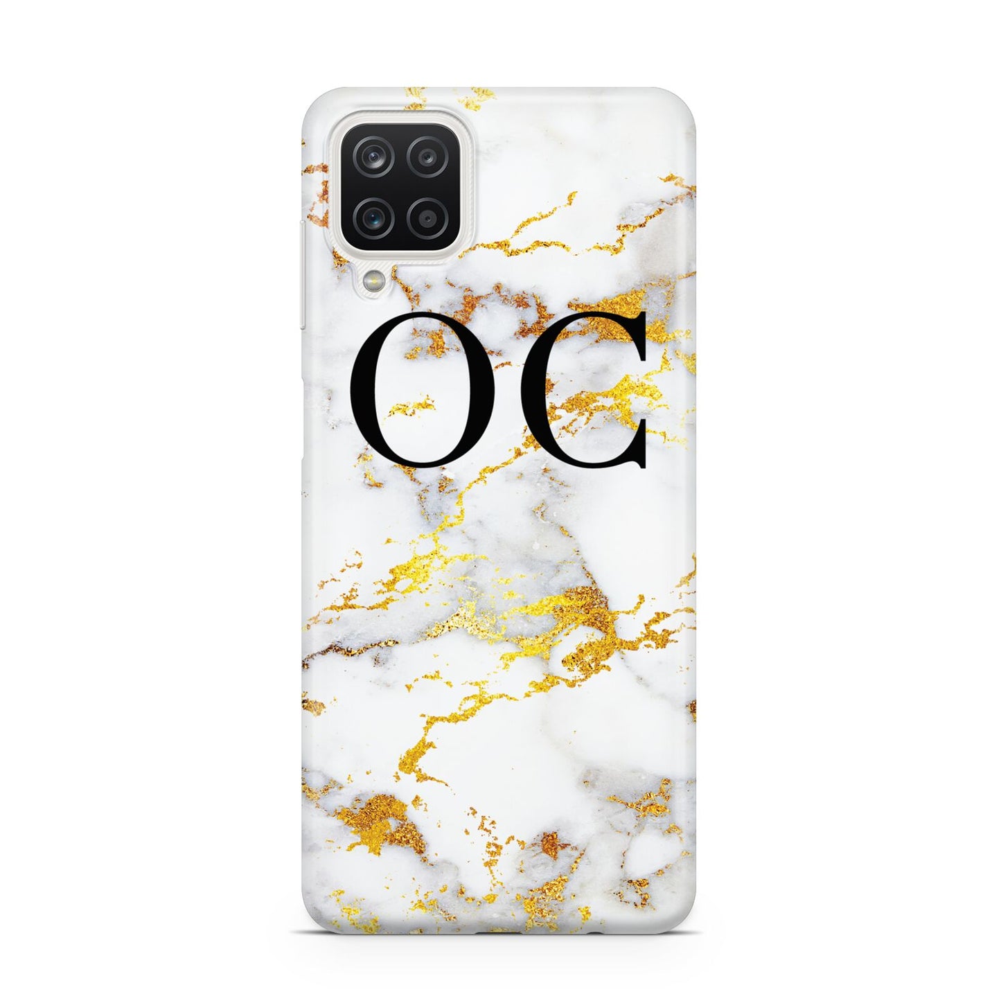 Personalised Gold Marble Initials Monogram Samsung A12 Case