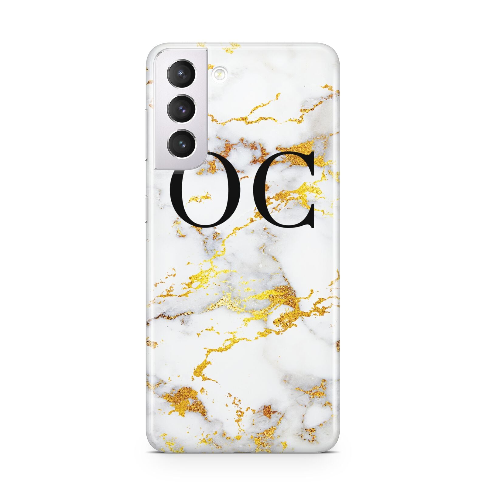 Personalised Gold Marble Initials Monogram Samsung S21 Case