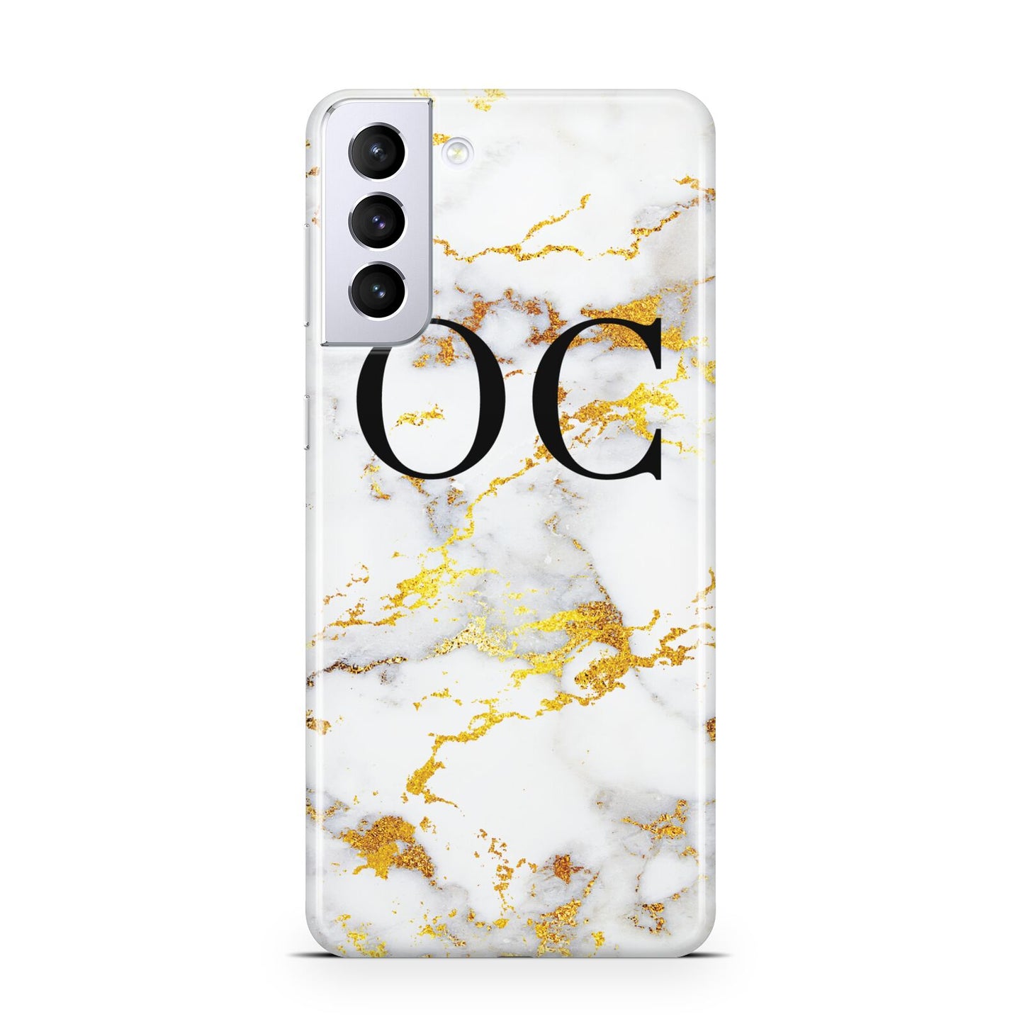 Personalised Gold Marble Initials Monogram Samsung S21 Plus Case