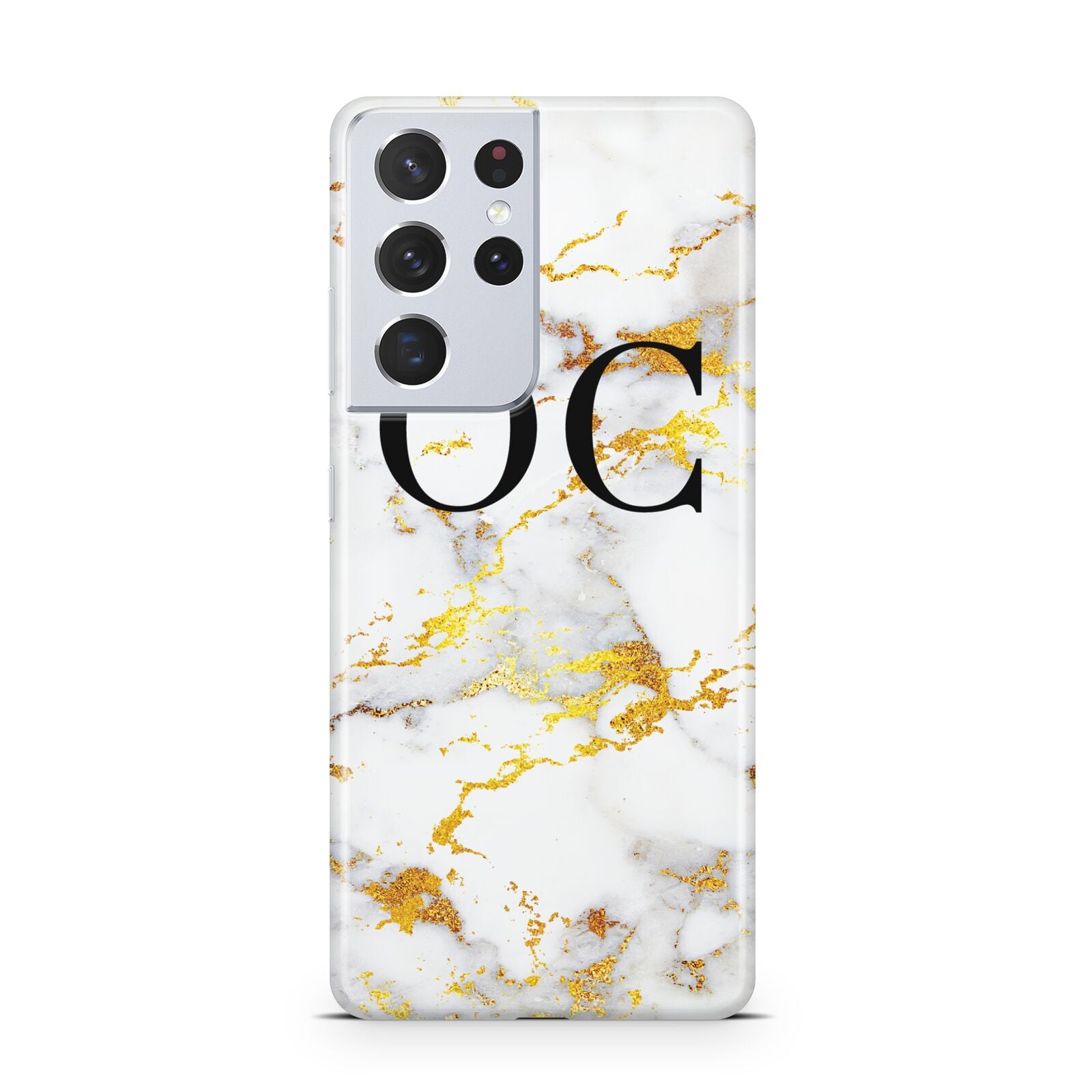 Personalised Gold Marble Initials Monogram Samsung S21 Ultra Case