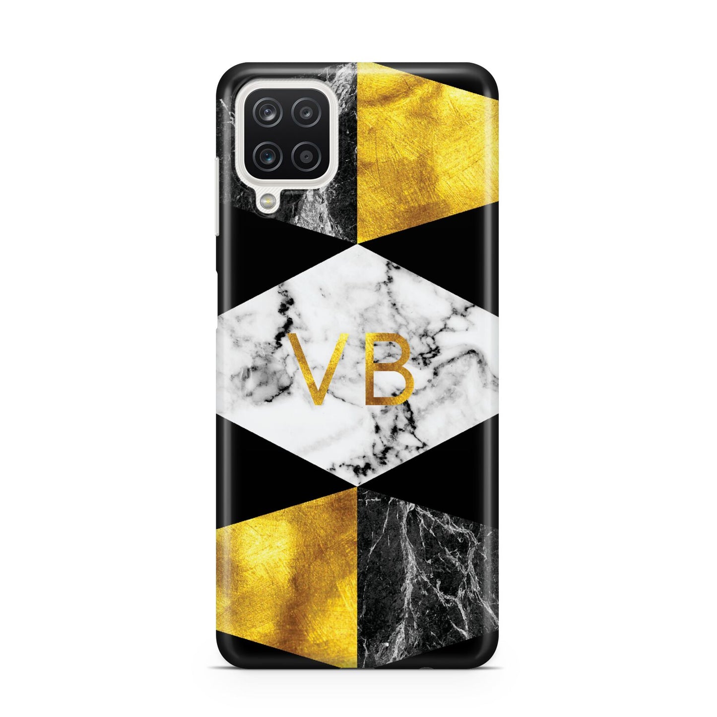 Personalised Gold Marble Initials Samsung A12 Case