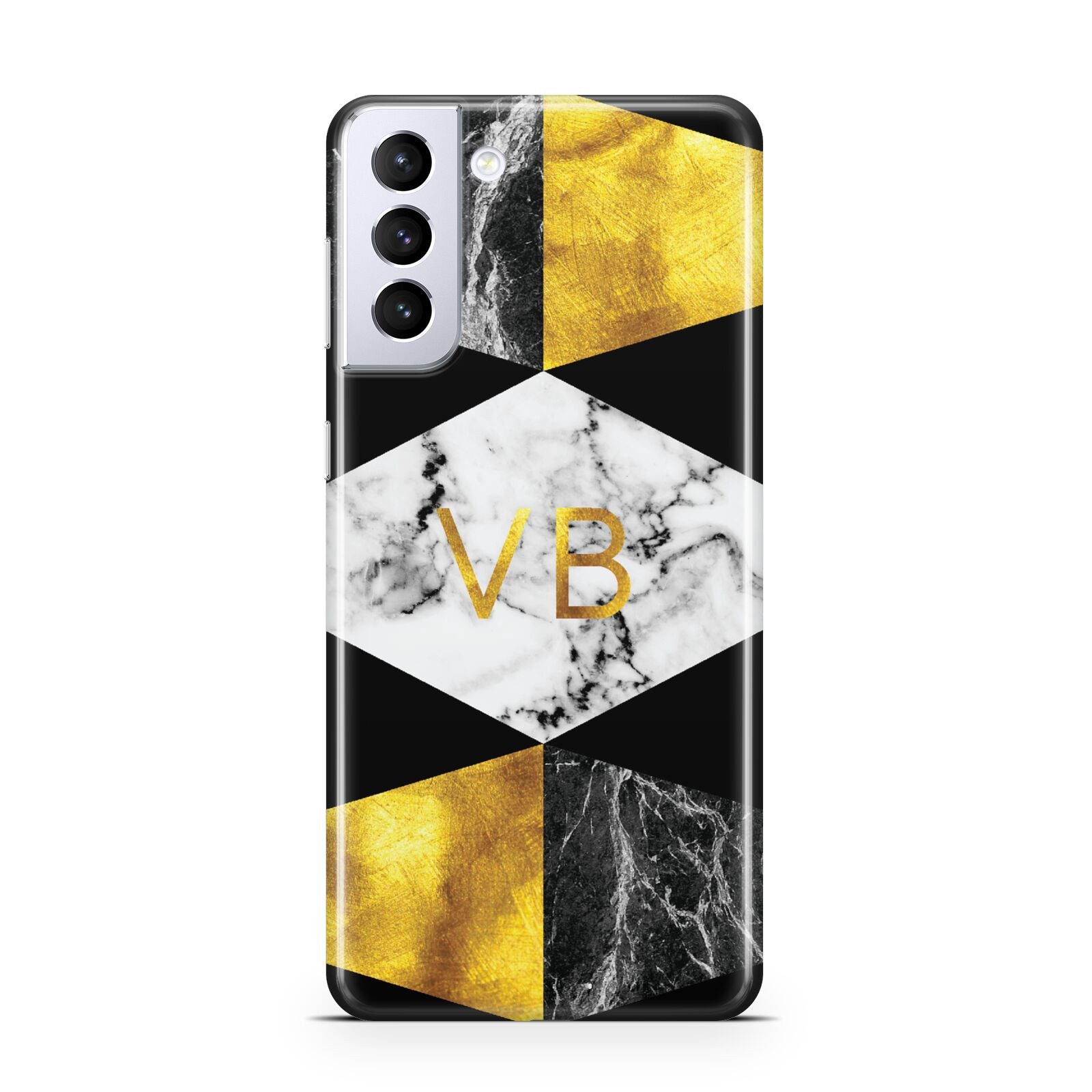 Personalised Gold Marble Initials Samsung S21 Plus Case