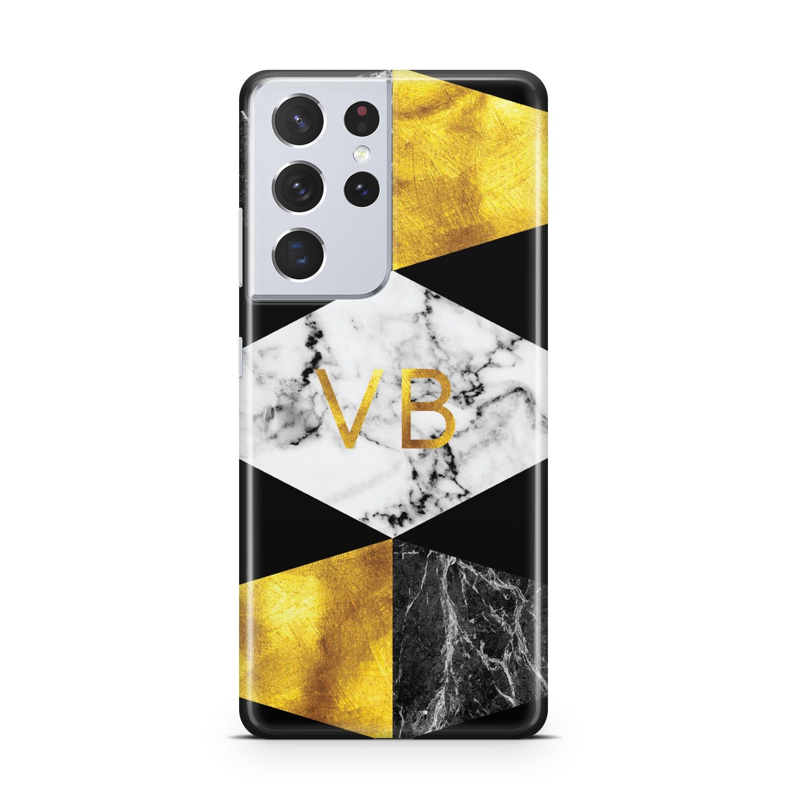 Personalised Gold Marble Initials Samsung S21 Ultra Case