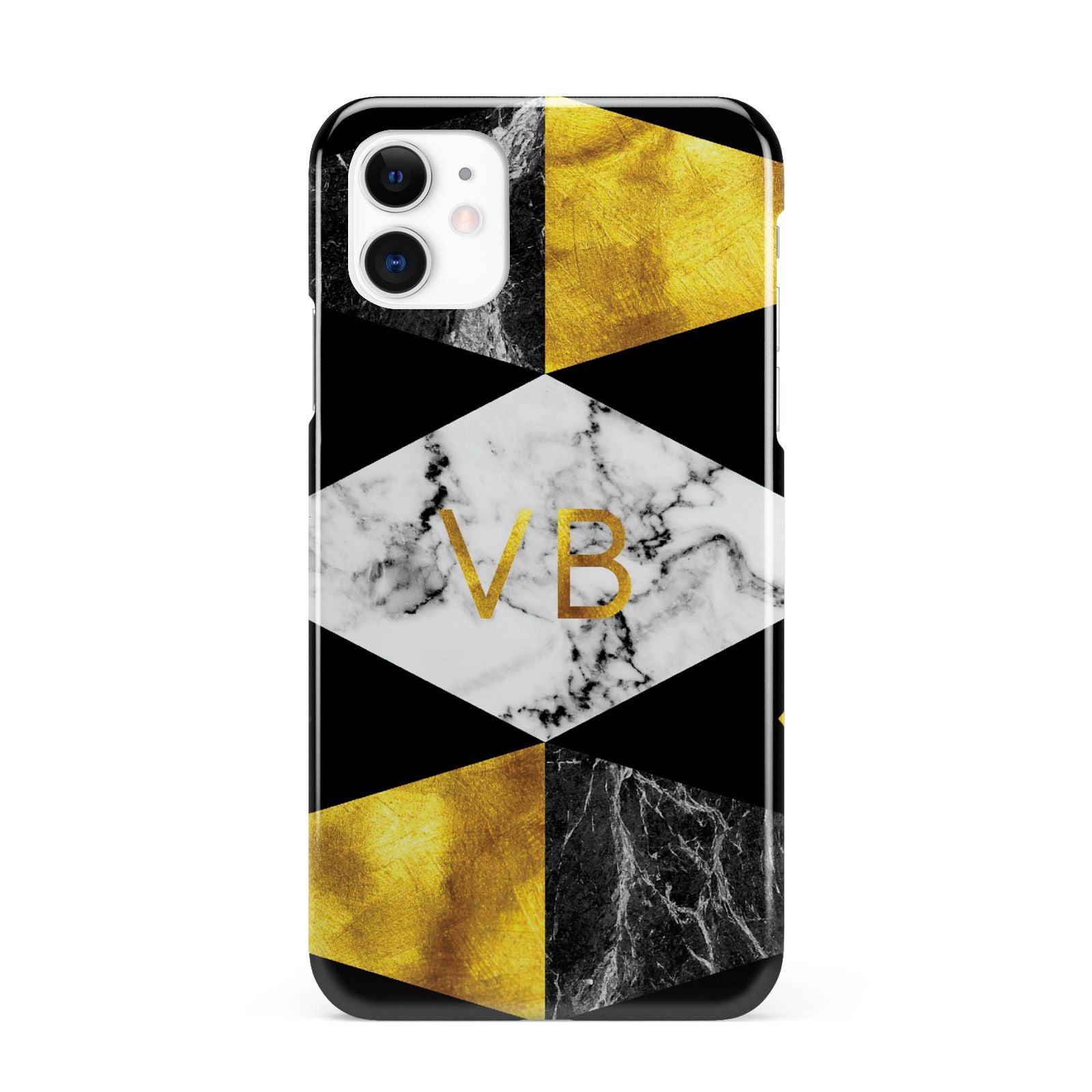 Personalised Gold Marble Initials iPhone 11 3D Snap Case