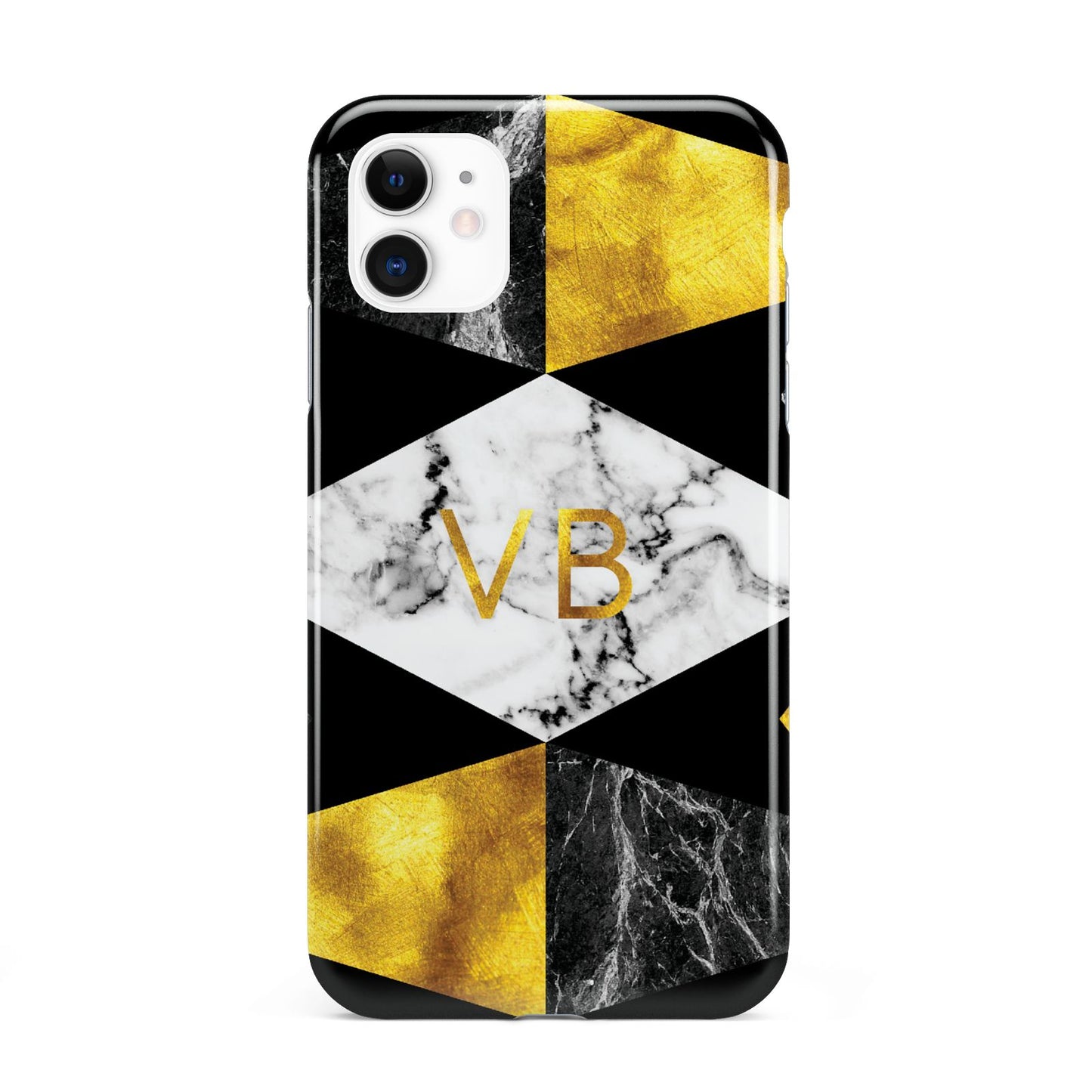 Personalised Gold Marble Initials iPhone 11 3D Tough Case