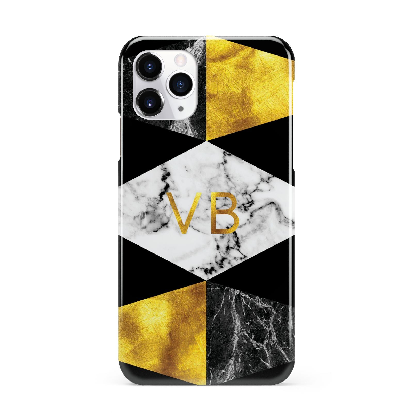 Personalised Gold Marble Initials iPhone 11 Pro 3D Snap Case