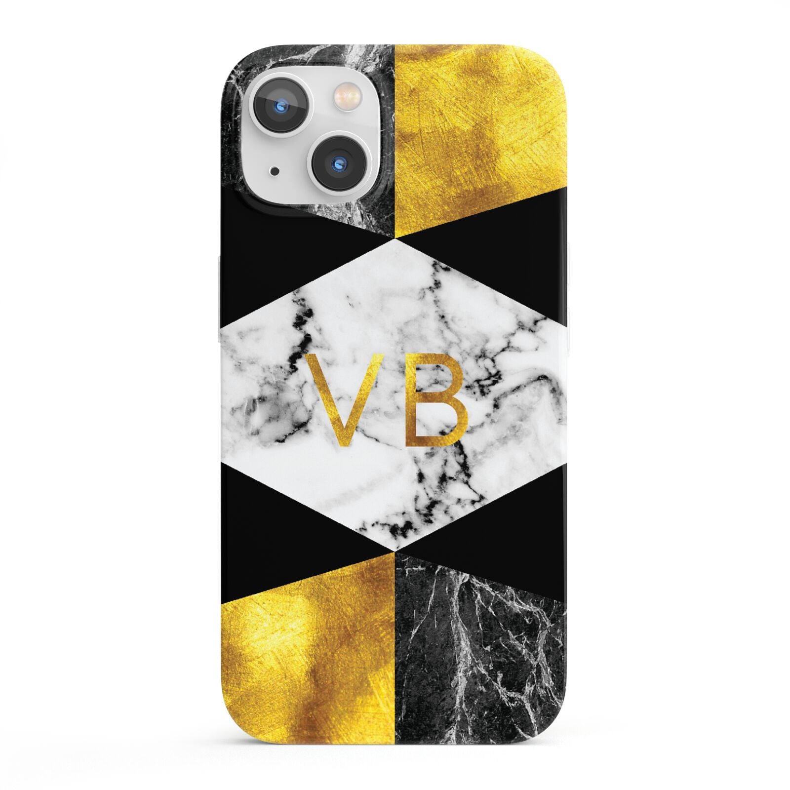 Personalised Gold Marble Initials iPhone 13 Full Wrap 3D Snap Case