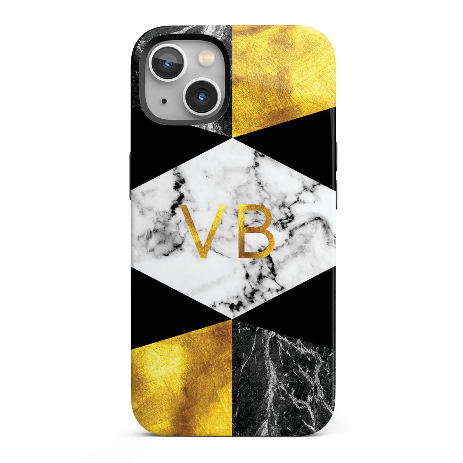 Personalised Gold Marble Initials iPhone 13 Full Wrap 3D Tough Case