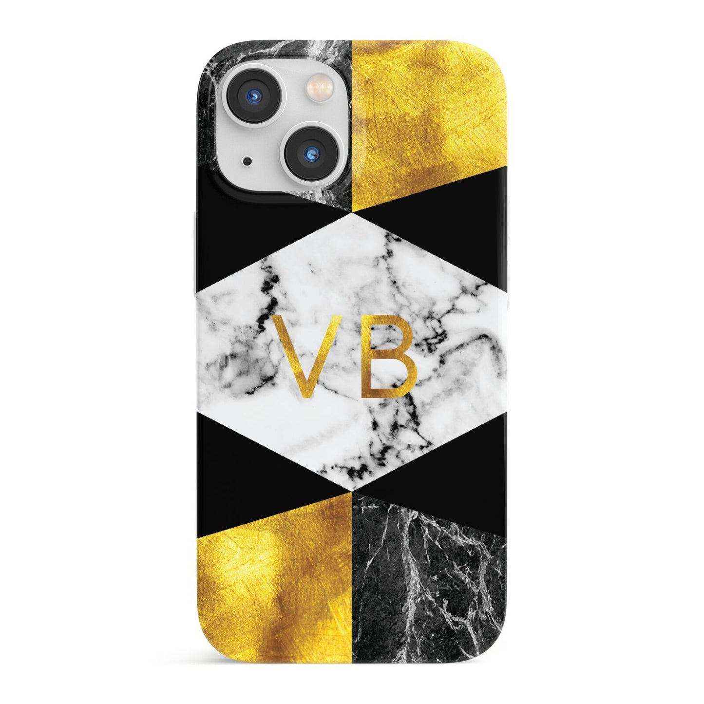 Personalised Gold Marble Initials iPhone 13 Mini Full Wrap 3D Snap Case