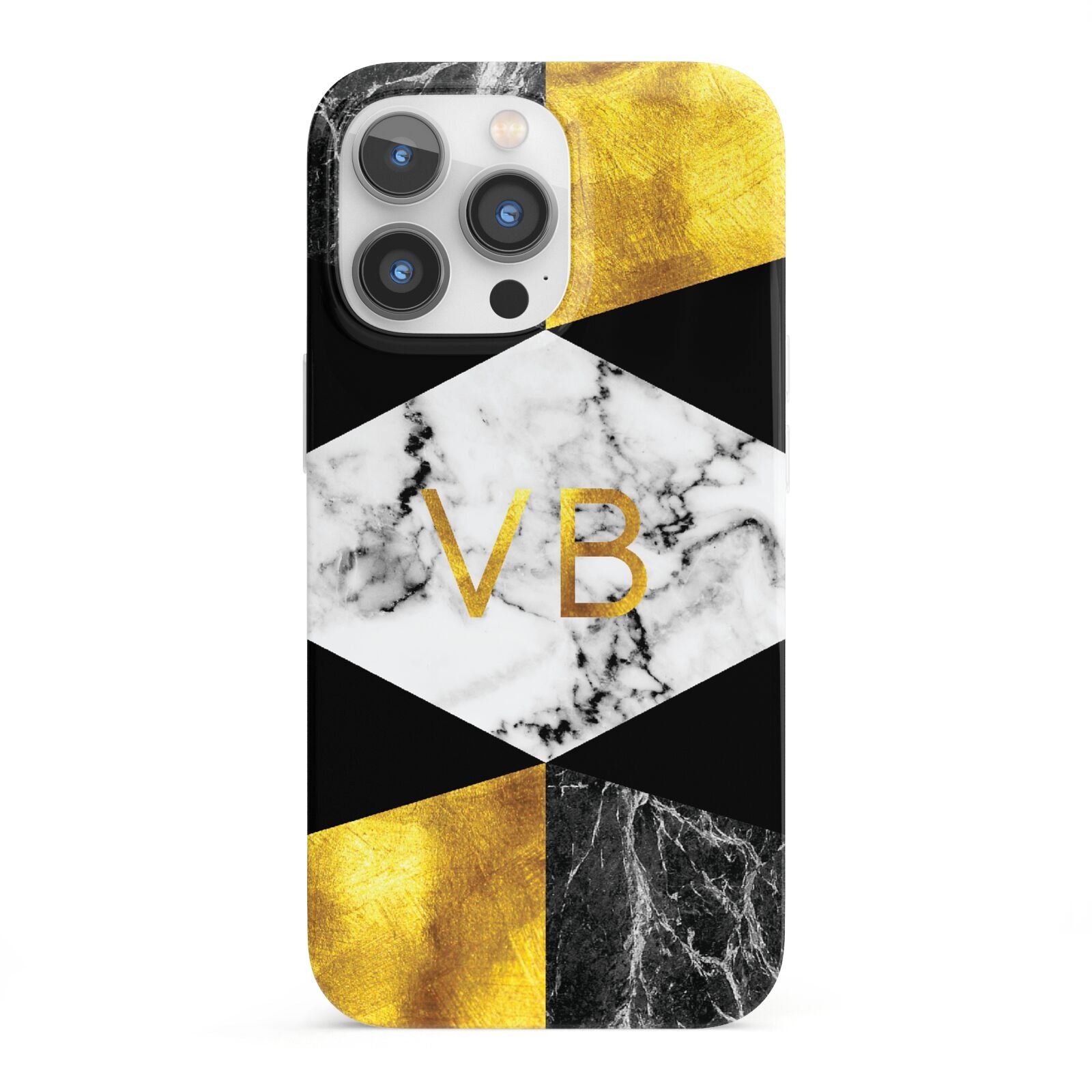 Personalised Gold Marble Initials iPhone 13 Pro Full Wrap 3D Snap Case