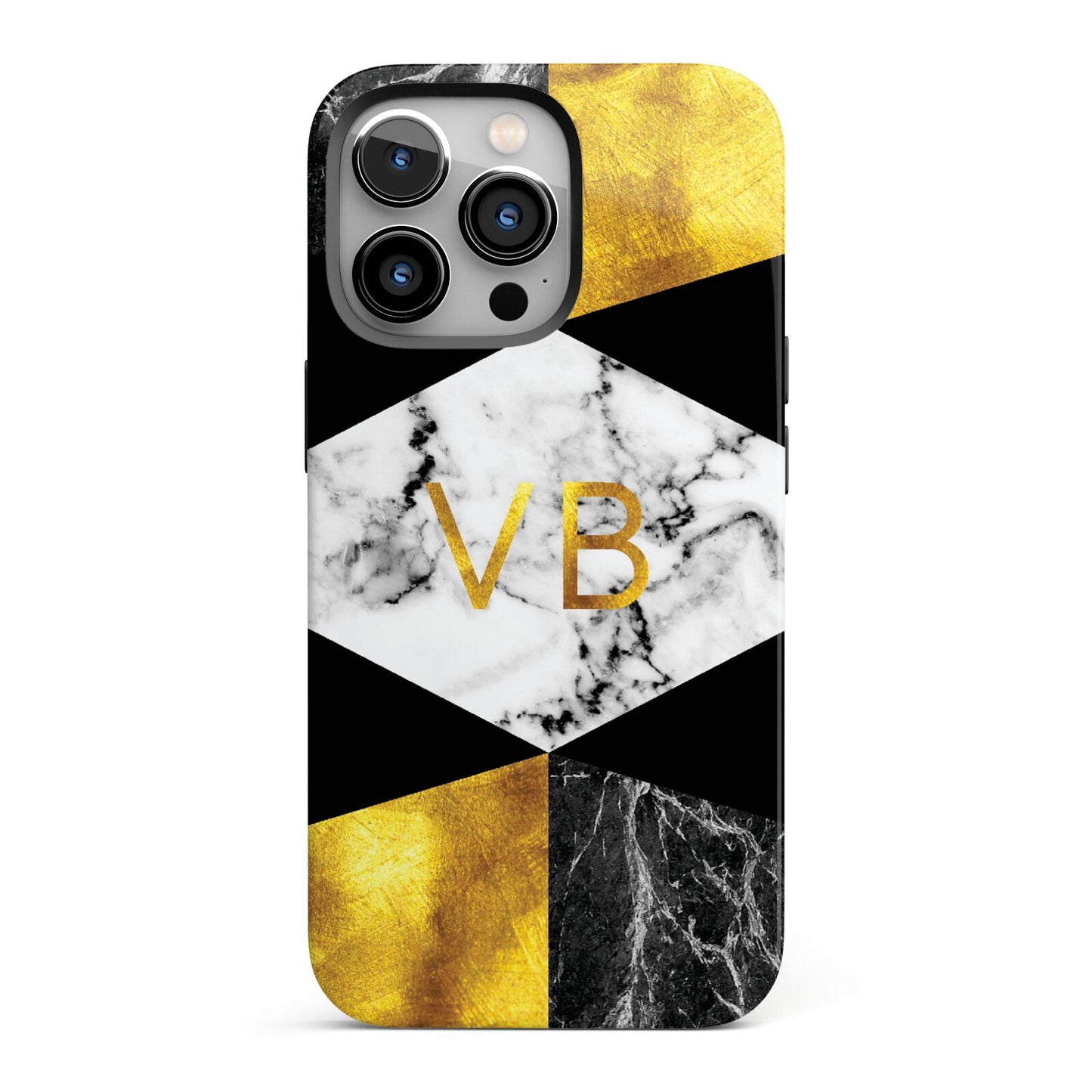 Personalised Gold Marble Initials iPhone 13 Pro Full Wrap 3D Tough Case